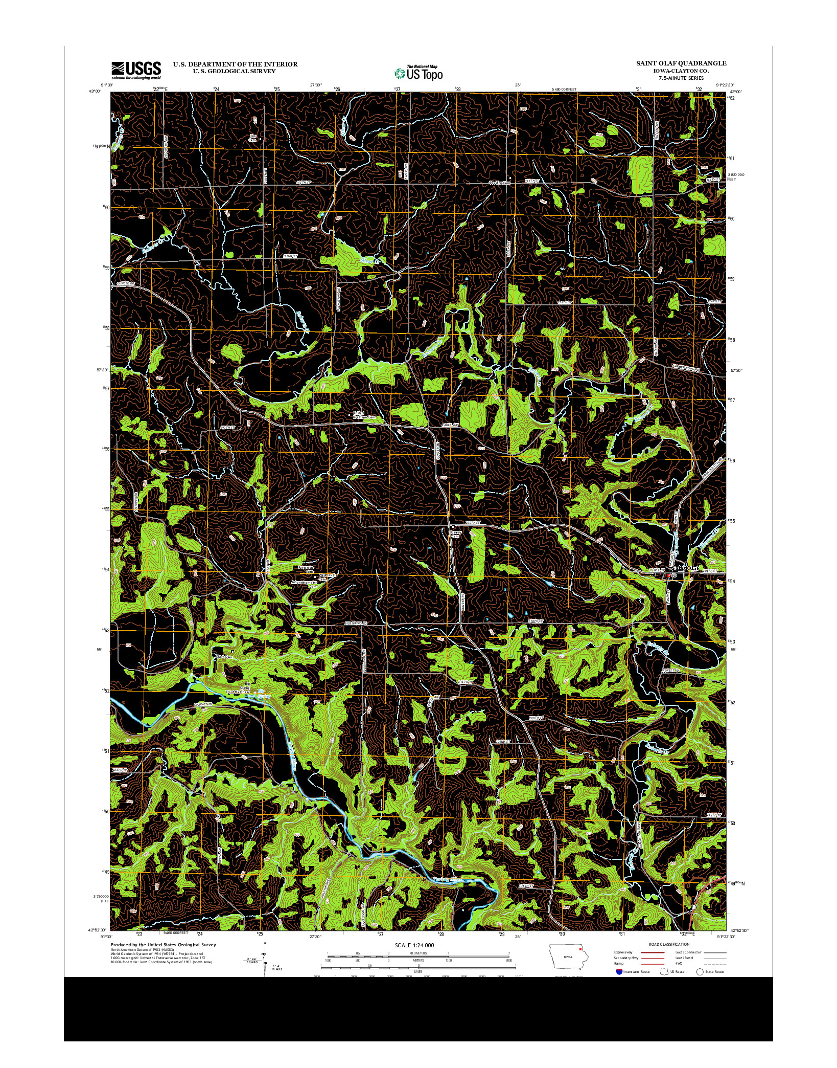 USGS US TOPO 7.5-MINUTE MAP FOR SAINT OLAF, IA 2013