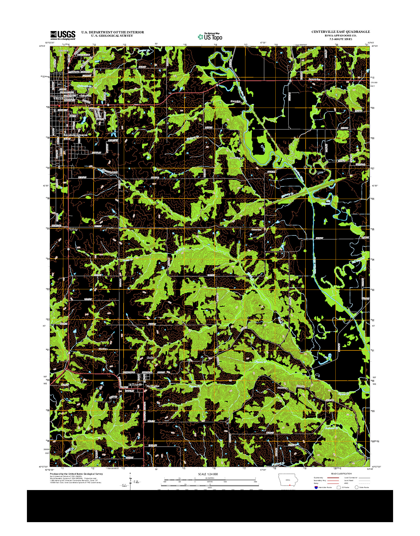 USGS US TOPO 7.5-MINUTE MAP FOR CENTERVILLE EAST, IA 2013