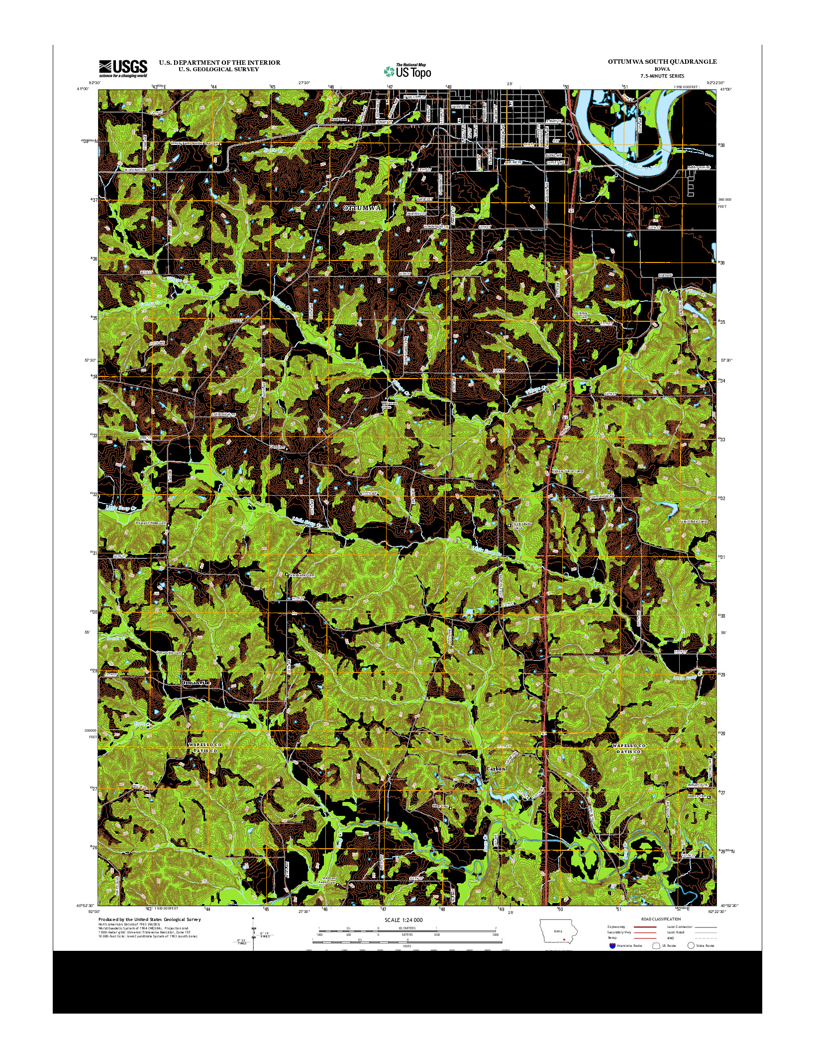 USGS US TOPO 7.5-MINUTE MAP FOR OTTUMWA SOUTH, IA 2013