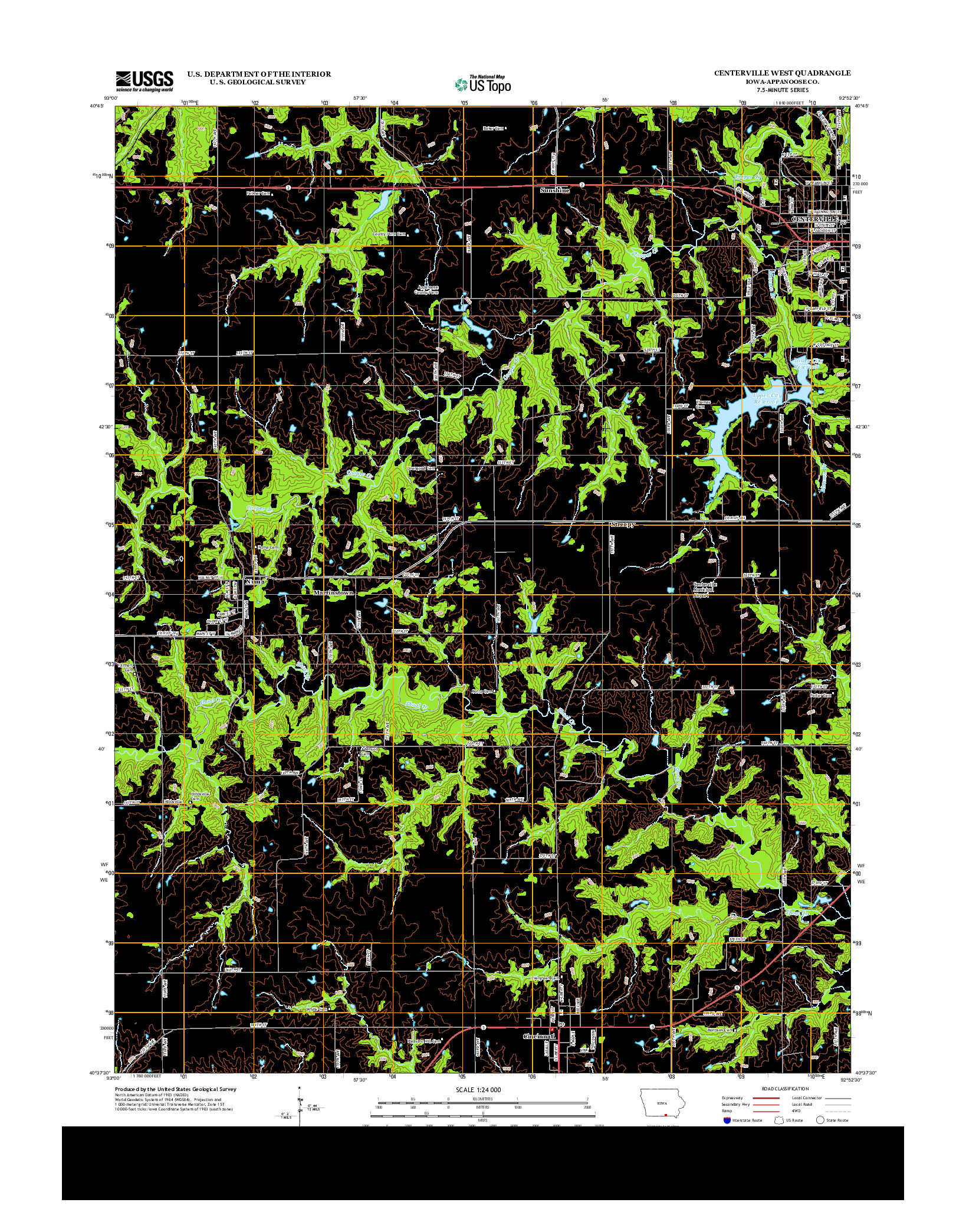 USGS US TOPO 7.5-MINUTE MAP FOR CENTERVILLE WEST, IA 2013