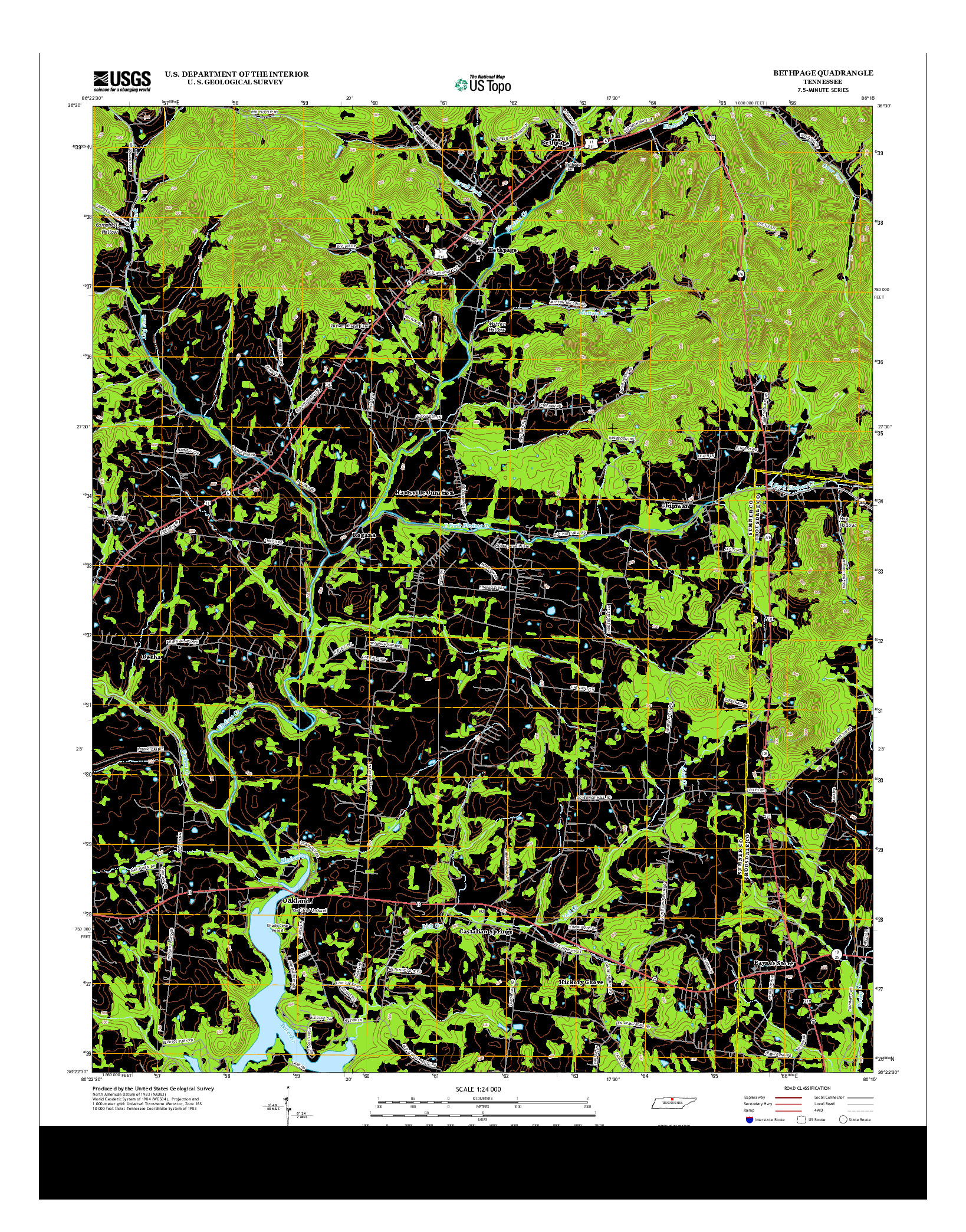 USGS US TOPO 7.5-MINUTE MAP FOR BETHPAGE, TN 2013