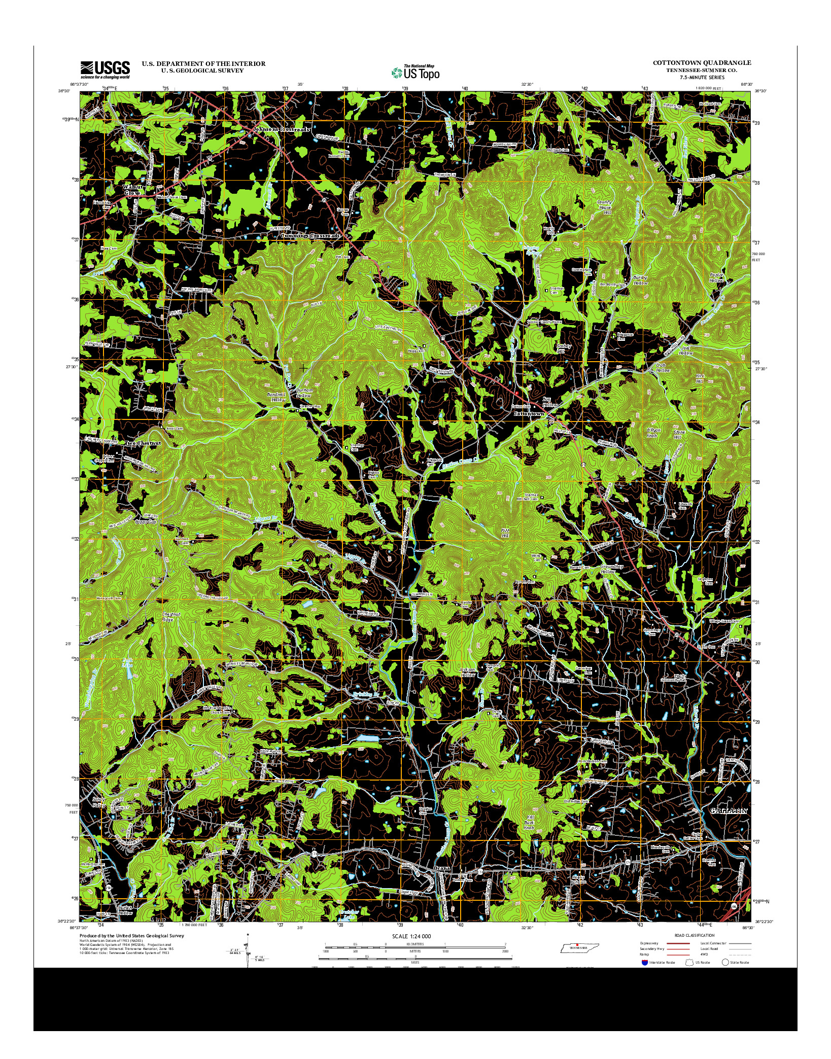 USGS US TOPO 7.5-MINUTE MAP FOR COTTONTOWN, TN 2013