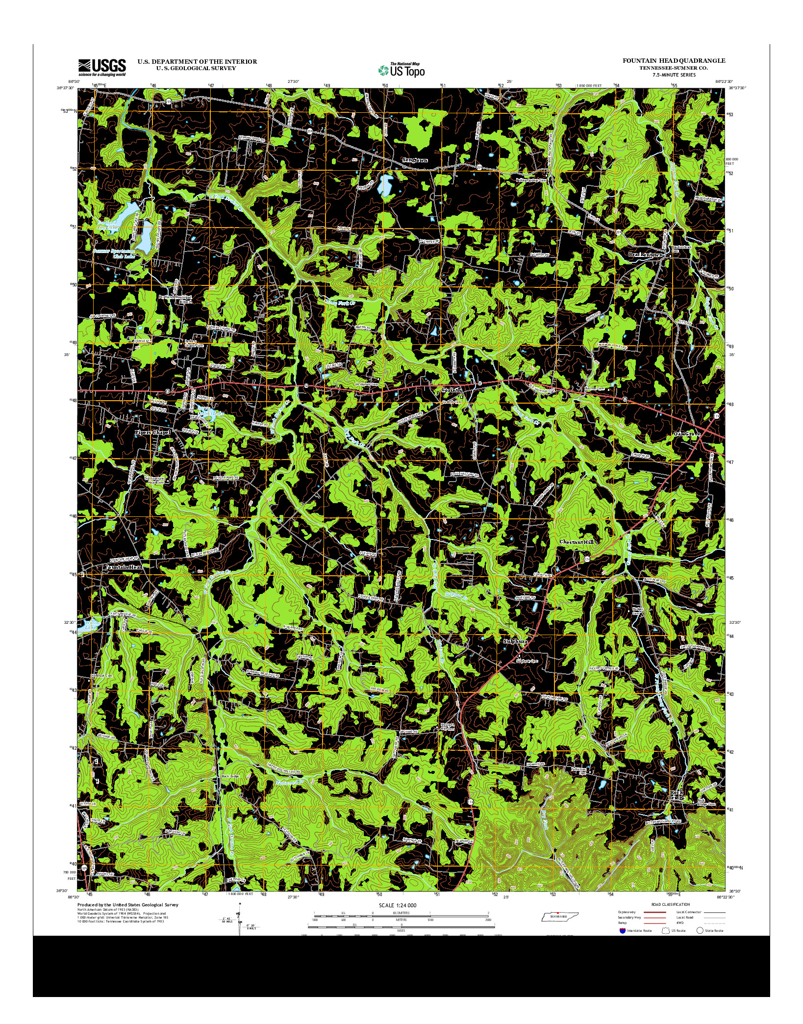 USGS US TOPO 7.5-MINUTE MAP FOR FOUNTAIN HEAD, TN 2013