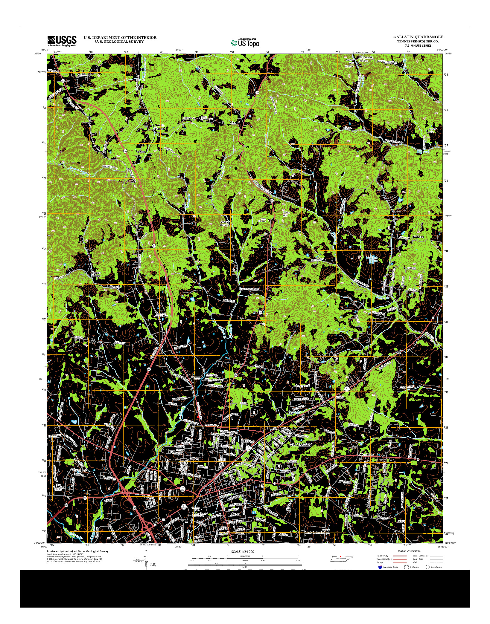 USGS US TOPO 7.5-MINUTE MAP FOR GALLATIN, TN 2013