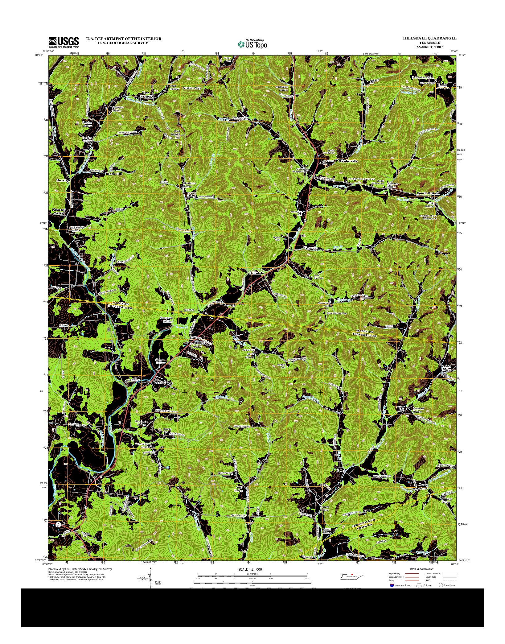 USGS US TOPO 7.5-MINUTE MAP FOR HILLSDALE, TN 2013