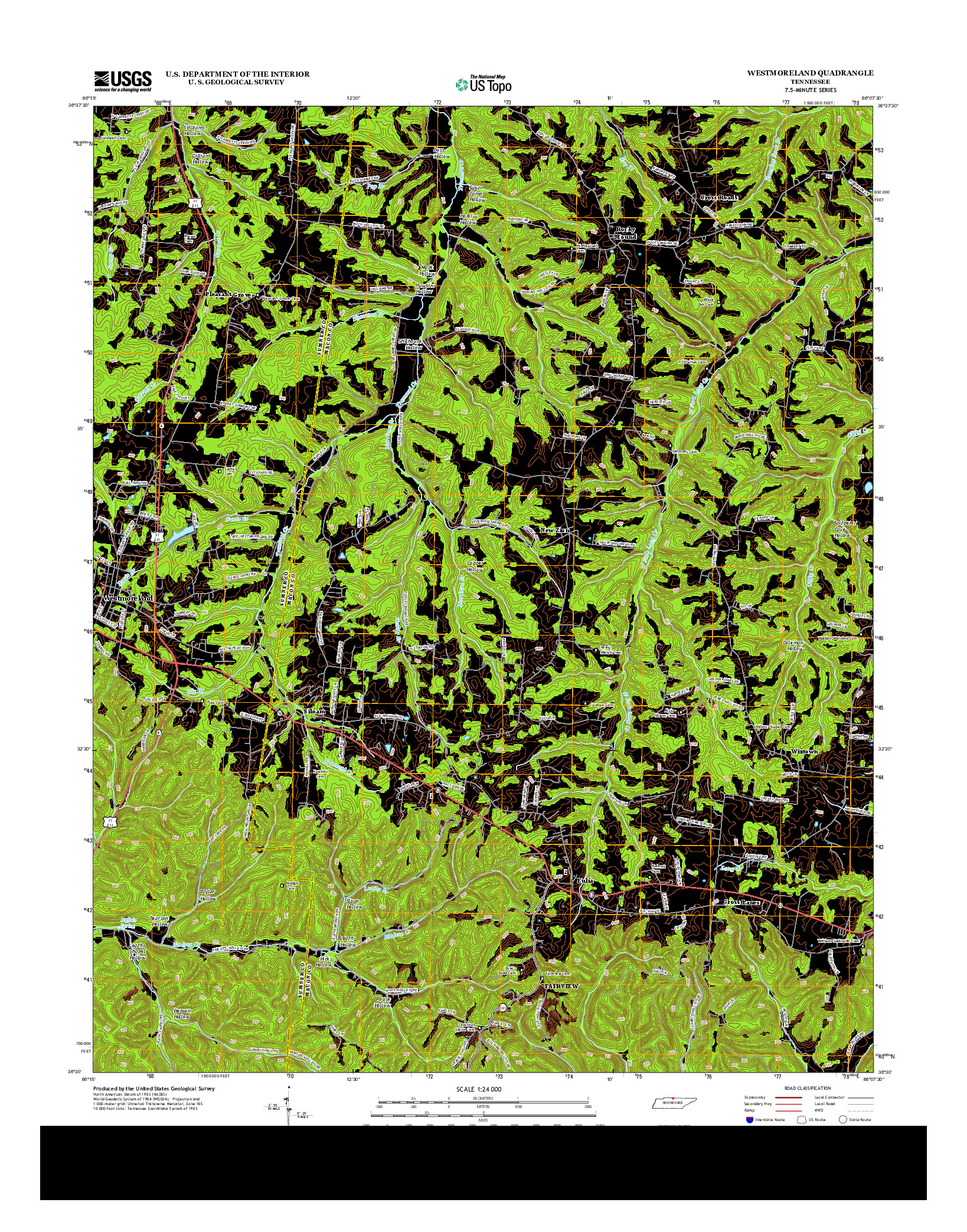 USGS US TOPO 7.5-MINUTE MAP FOR WESTMORELAND, TN 2013