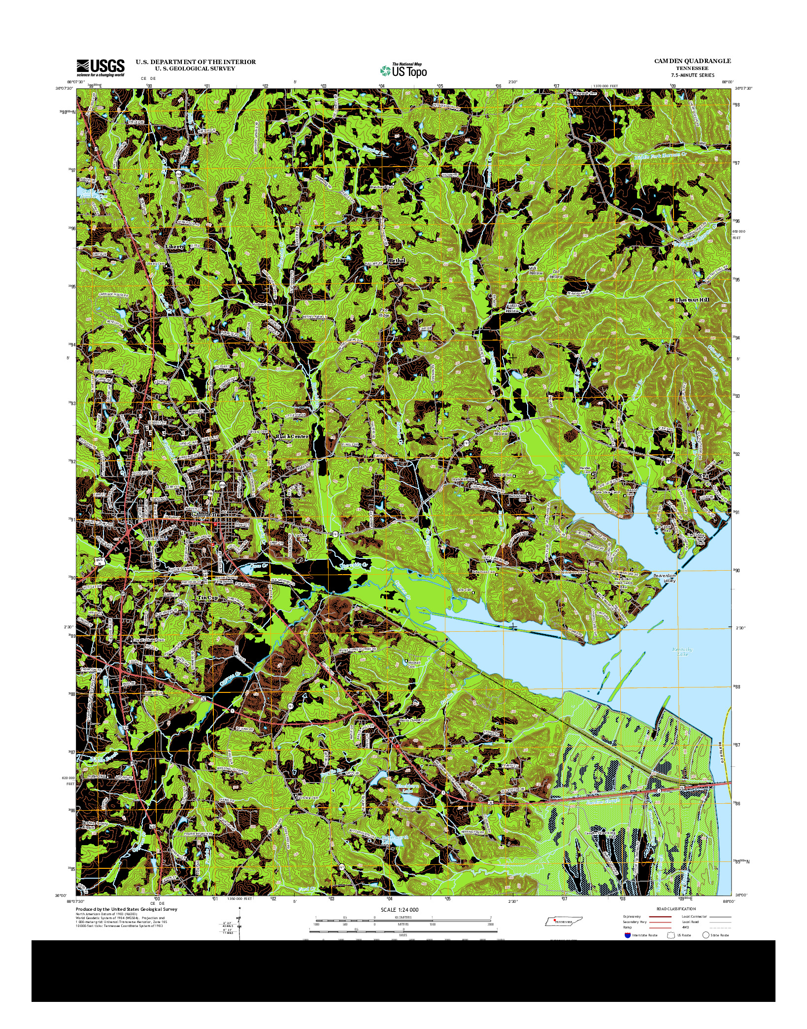 USGS US TOPO 7.5-MINUTE MAP FOR CAMDEN, TN 2013