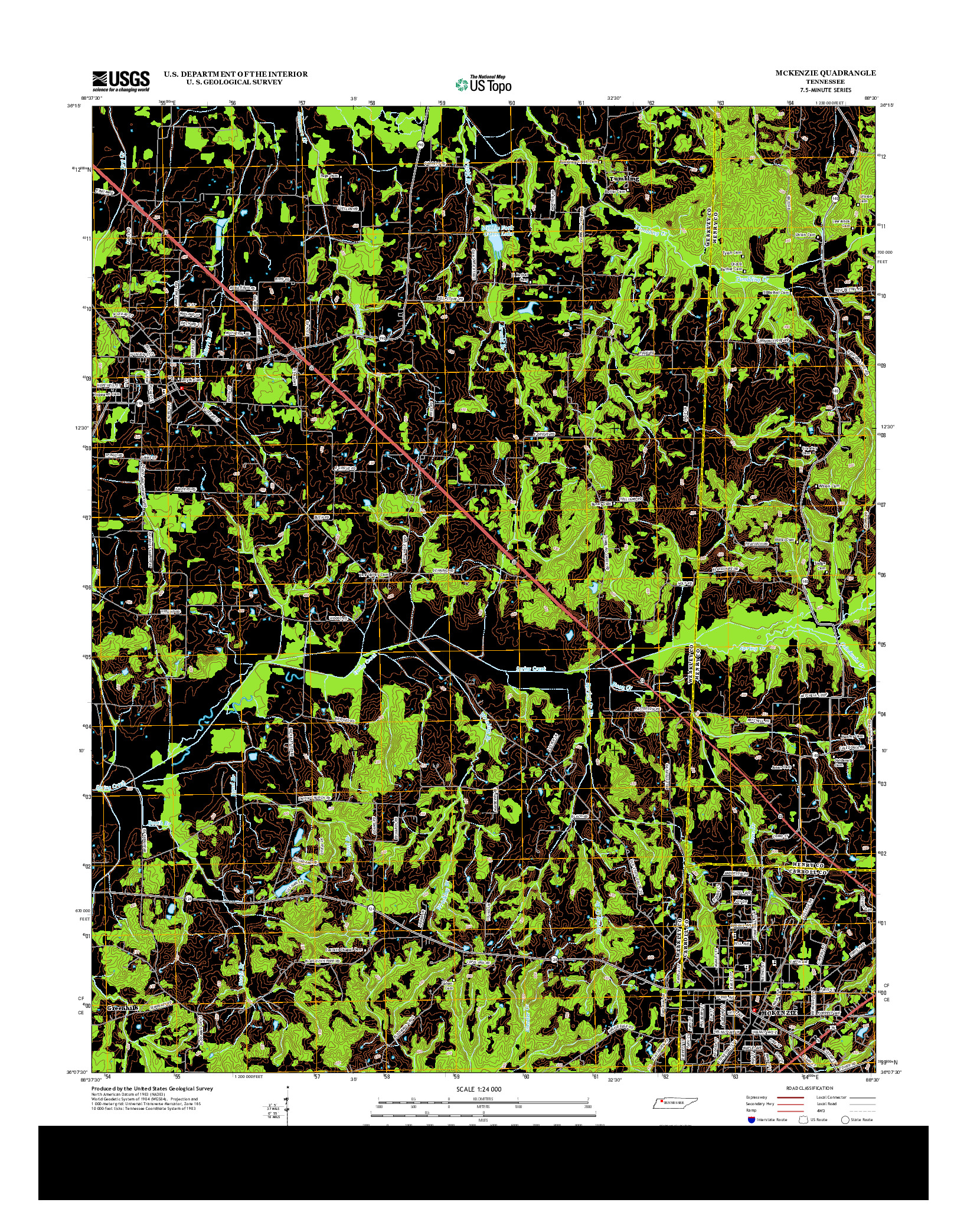 USGS US TOPO 7.5-MINUTE MAP FOR MCKENZIE, TN 2013