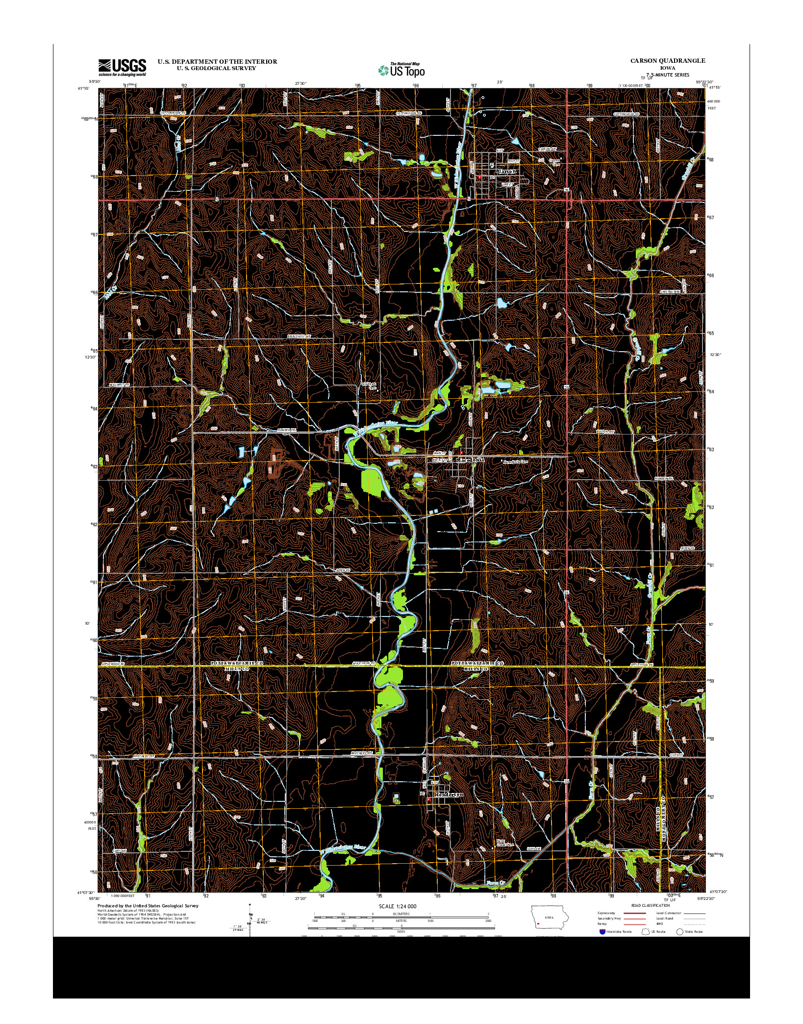 USGS US TOPO 7.5-MINUTE MAP FOR CARSON, IA 2013