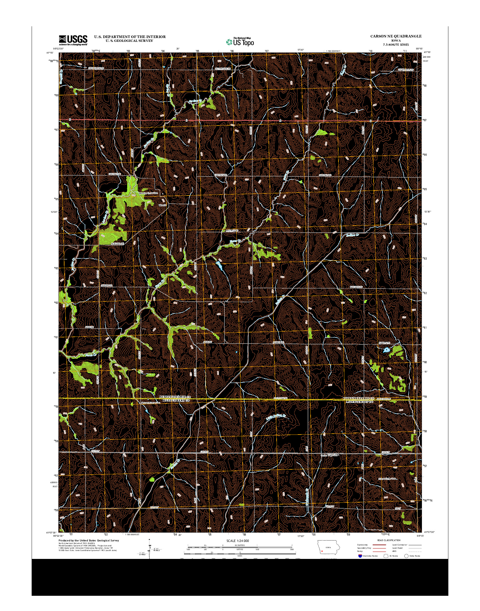 USGS US TOPO 7.5-MINUTE MAP FOR CARSON NE, IA 2013