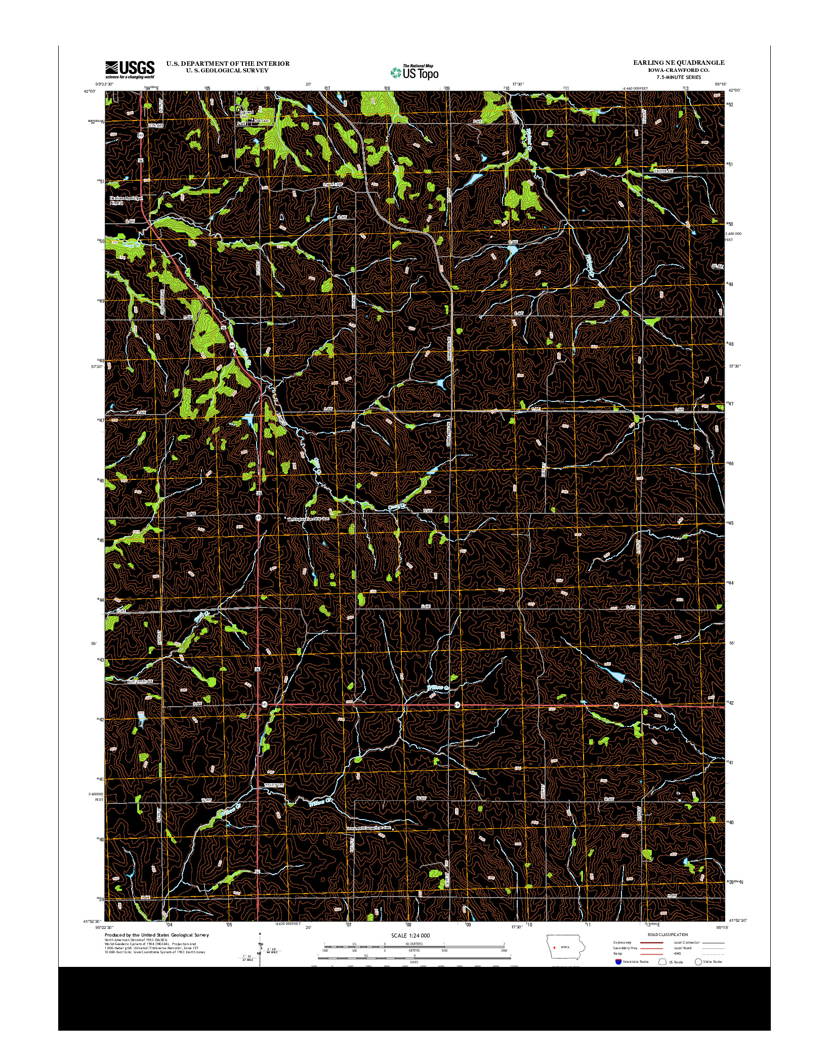 USGS US TOPO 7.5-MINUTE MAP FOR EARLING NE, IA 2013
