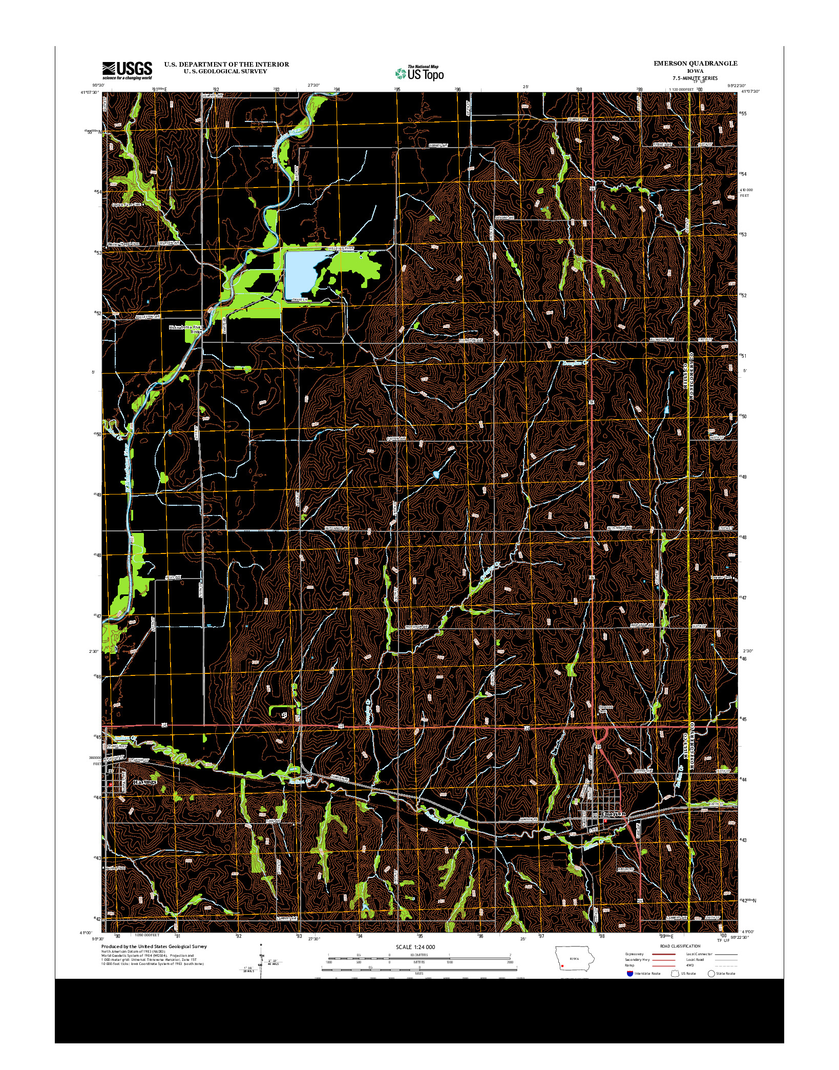 USGS US TOPO 7.5-MINUTE MAP FOR EMERSON, IA 2013
