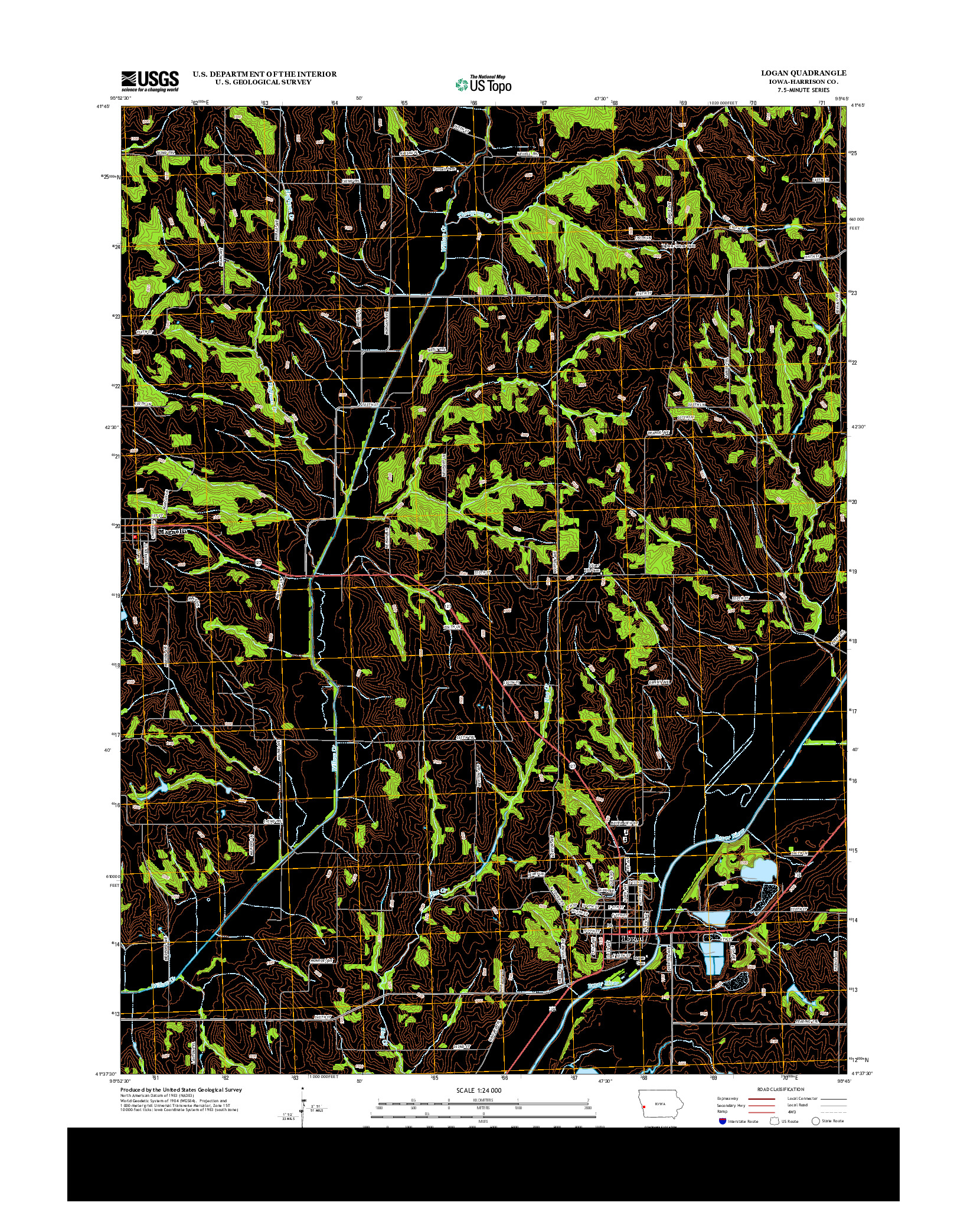 USGS US TOPO 7.5-MINUTE MAP FOR LOGAN, IA 2013