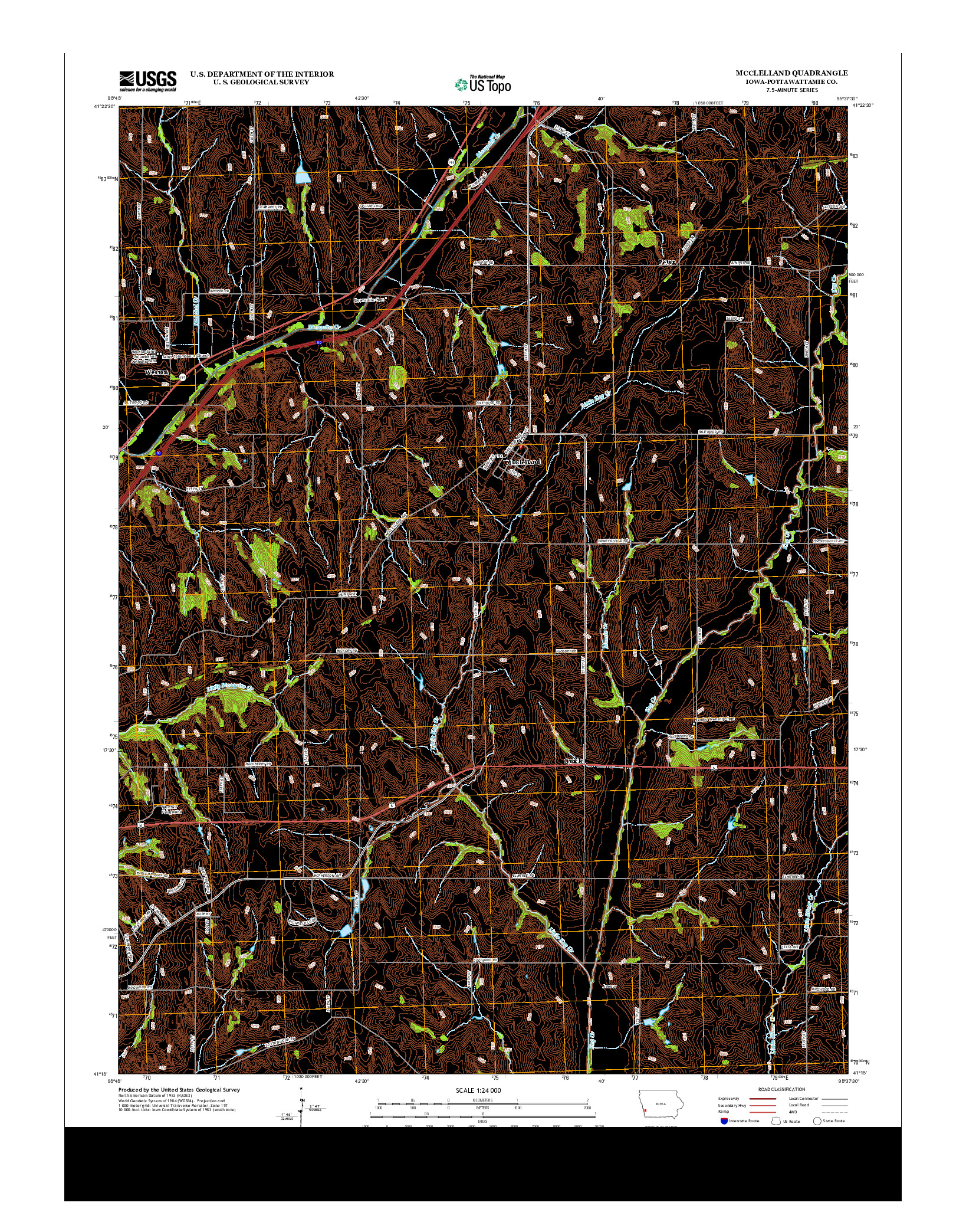 USGS US TOPO 7.5-MINUTE MAP FOR MCCLELLAND, IA 2013