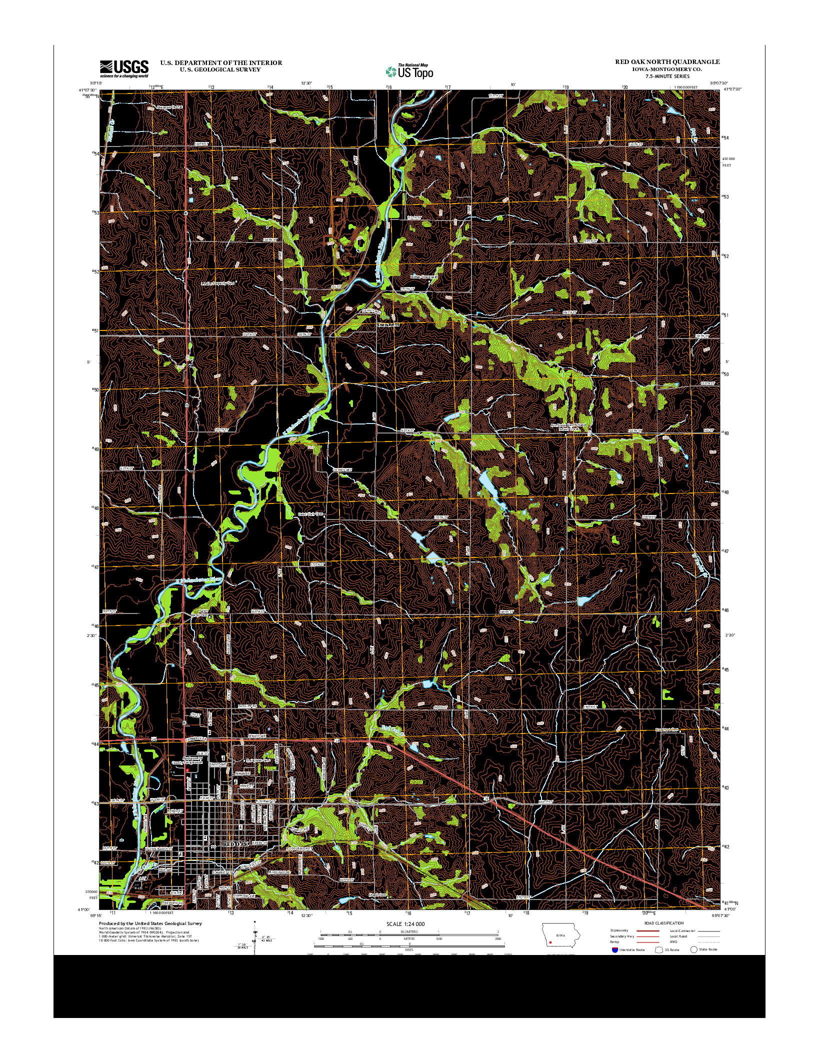 USGS US TOPO 7.5-MINUTE MAP FOR RED OAK NORTH, IA 2013
