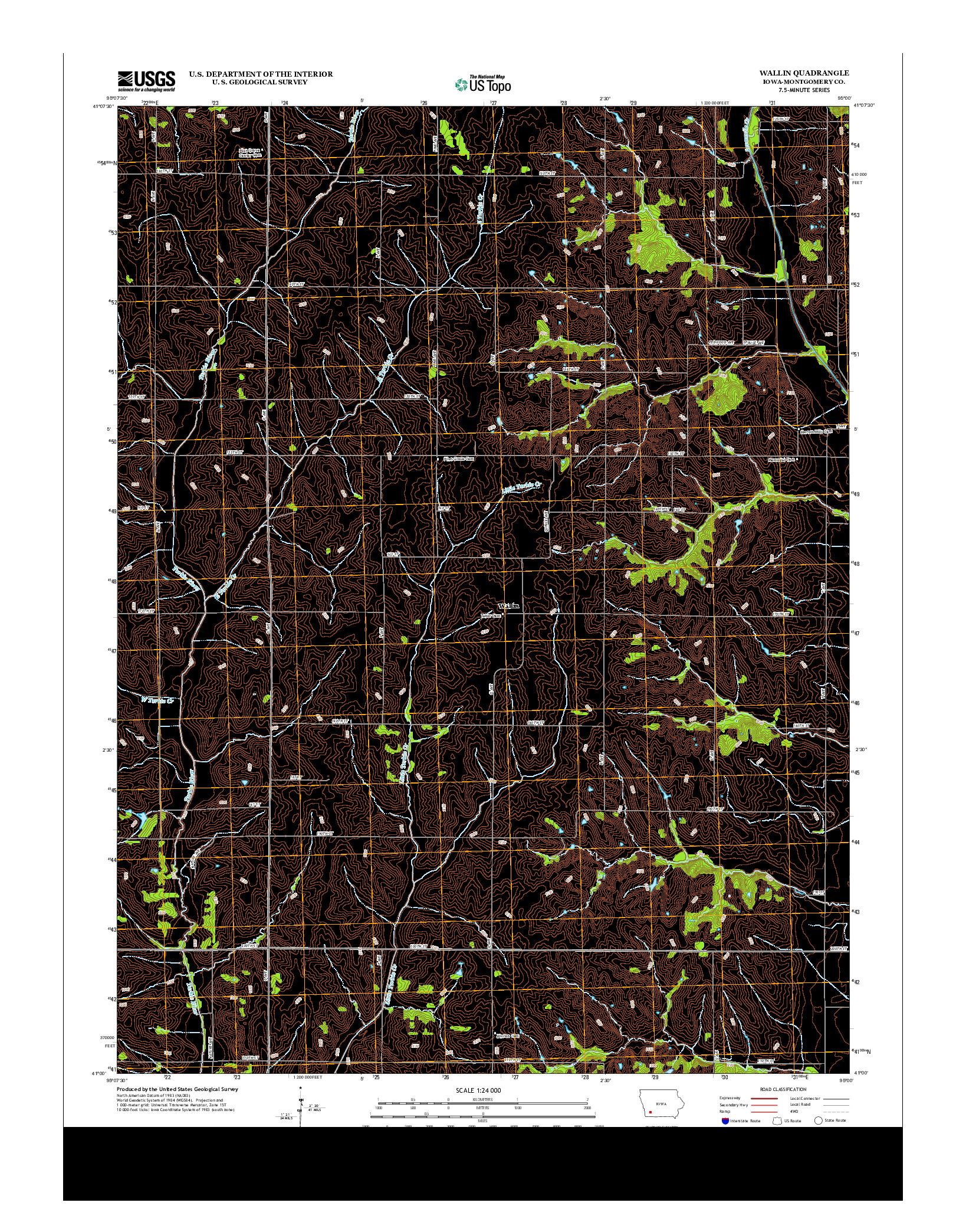 USGS US TOPO 7.5-MINUTE MAP FOR WALLIN, IA 2013