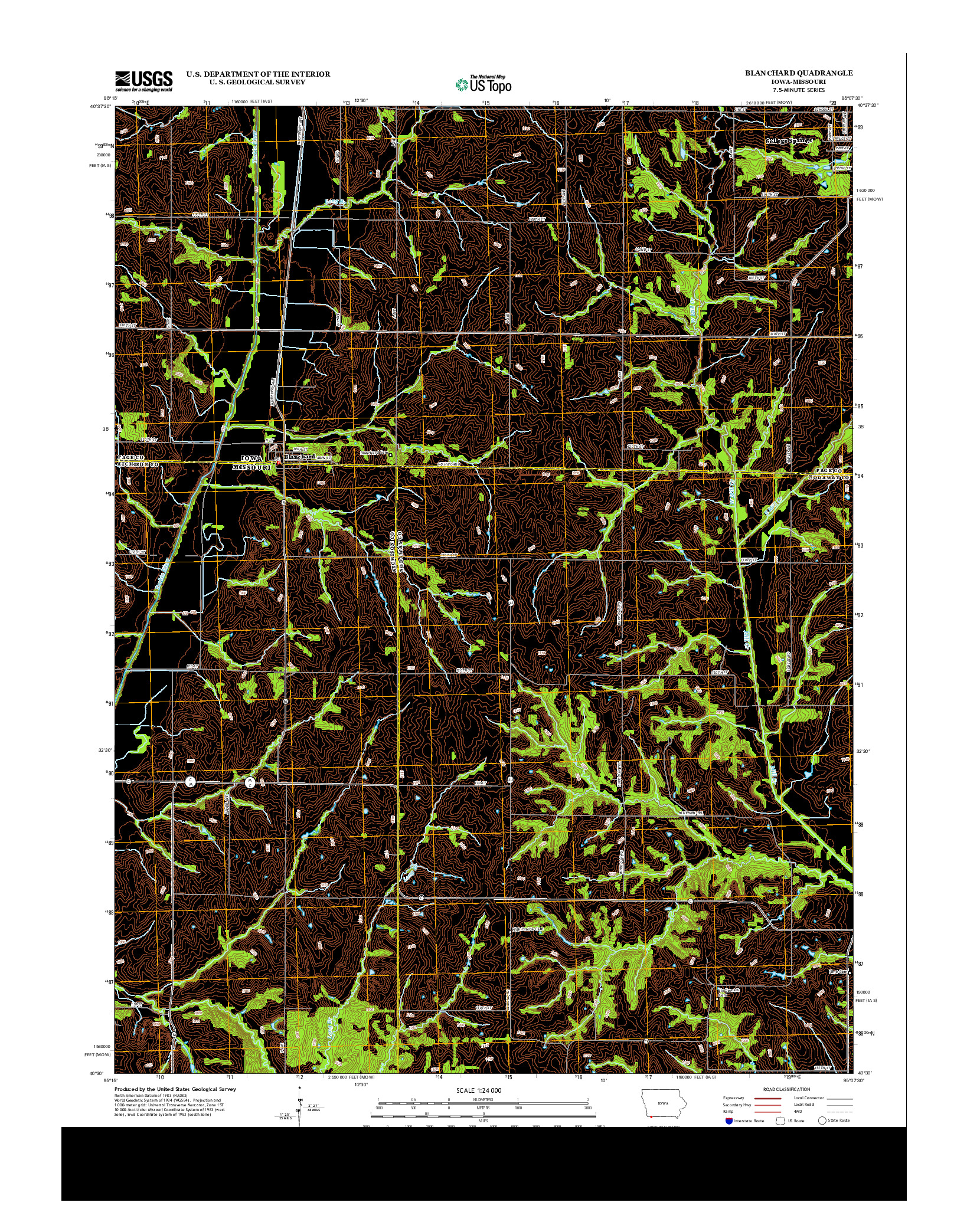 USGS US TOPO 7.5-MINUTE MAP FOR BLANCHARD, IA-MO 2013