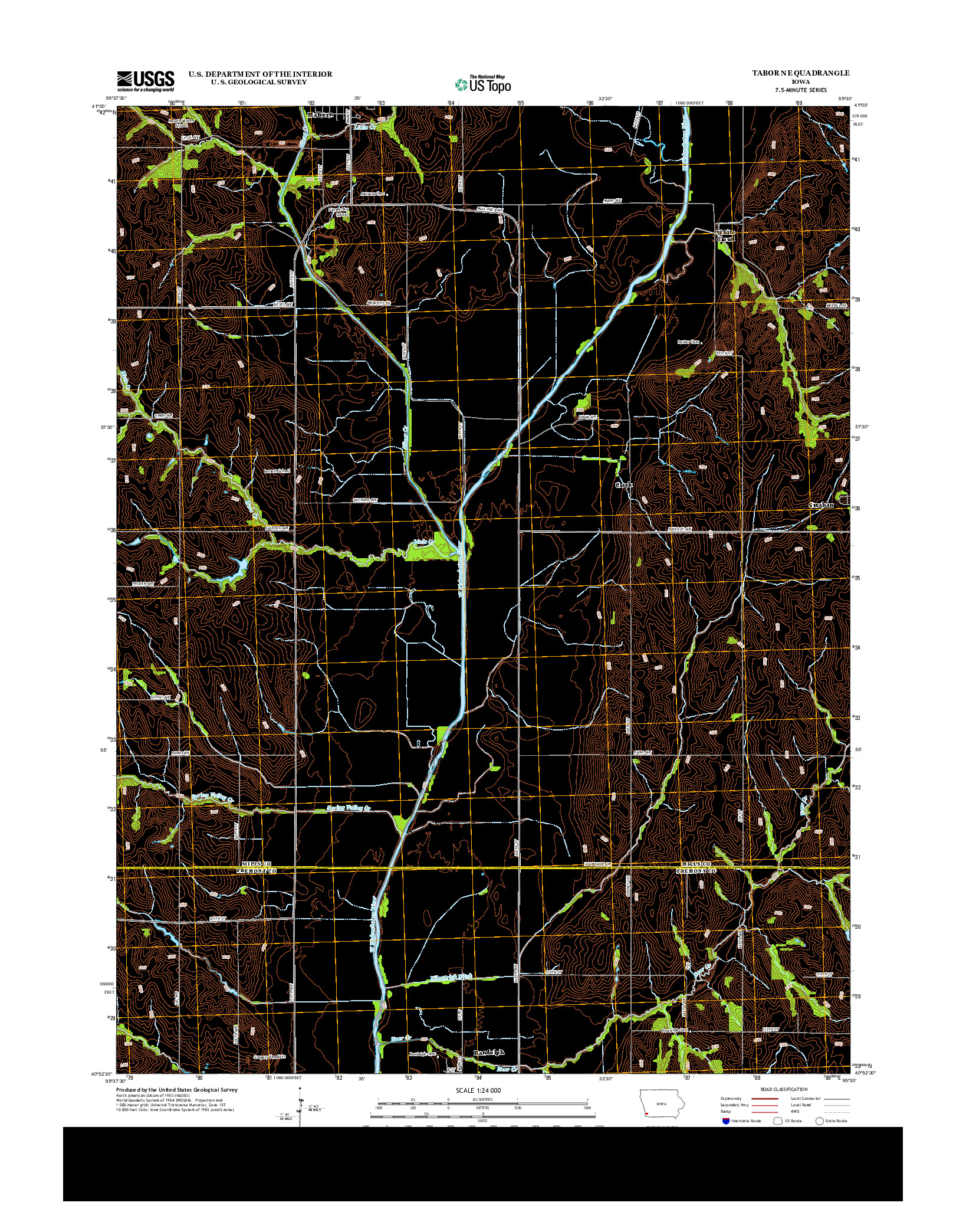 USGS US TOPO 7.5-MINUTE MAP FOR TABOR NE, IA 2013