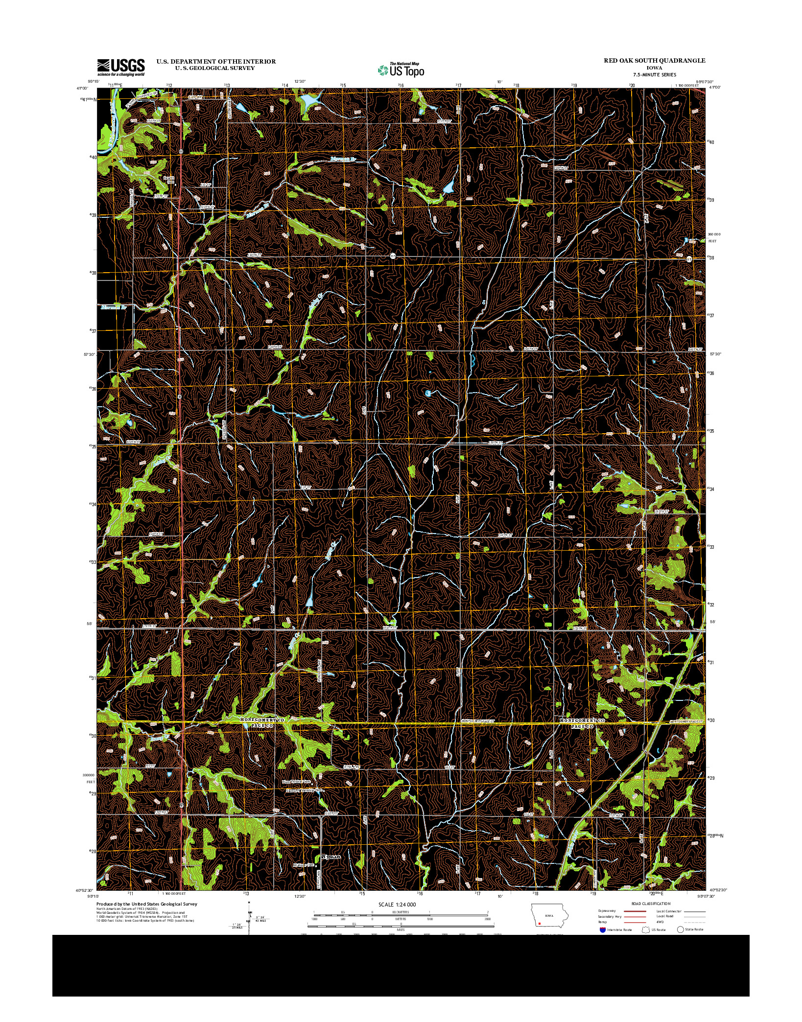 USGS US TOPO 7.5-MINUTE MAP FOR RED OAK SOUTH, IA 2013