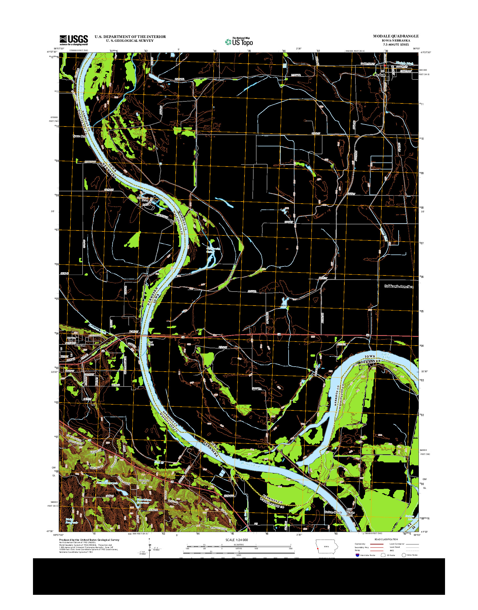 USGS US TOPO 7.5-MINUTE MAP FOR MODALE, IA-NE 2013