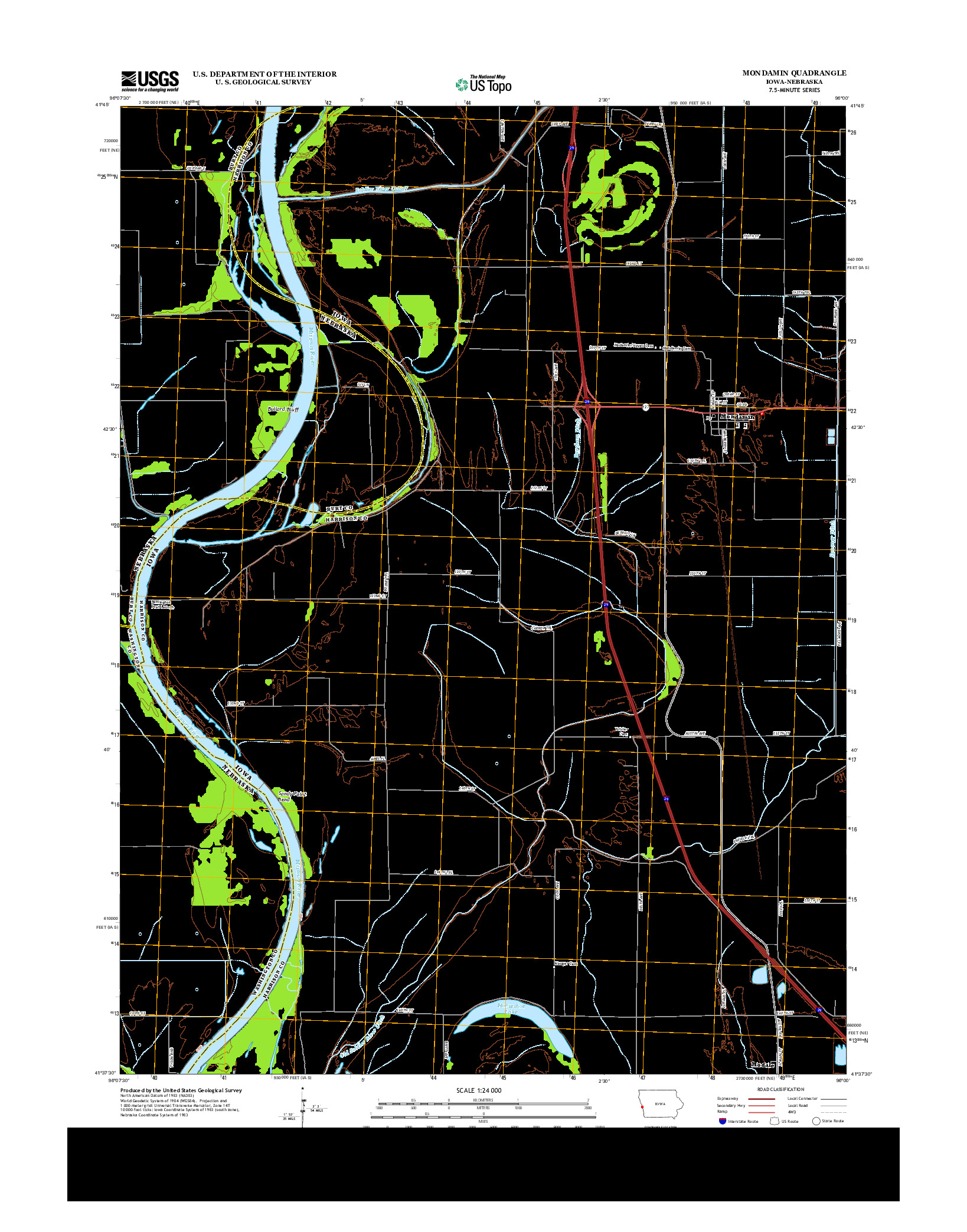 USGS US TOPO 7.5-MINUTE MAP FOR MONDAMIN, IA-NE 2013