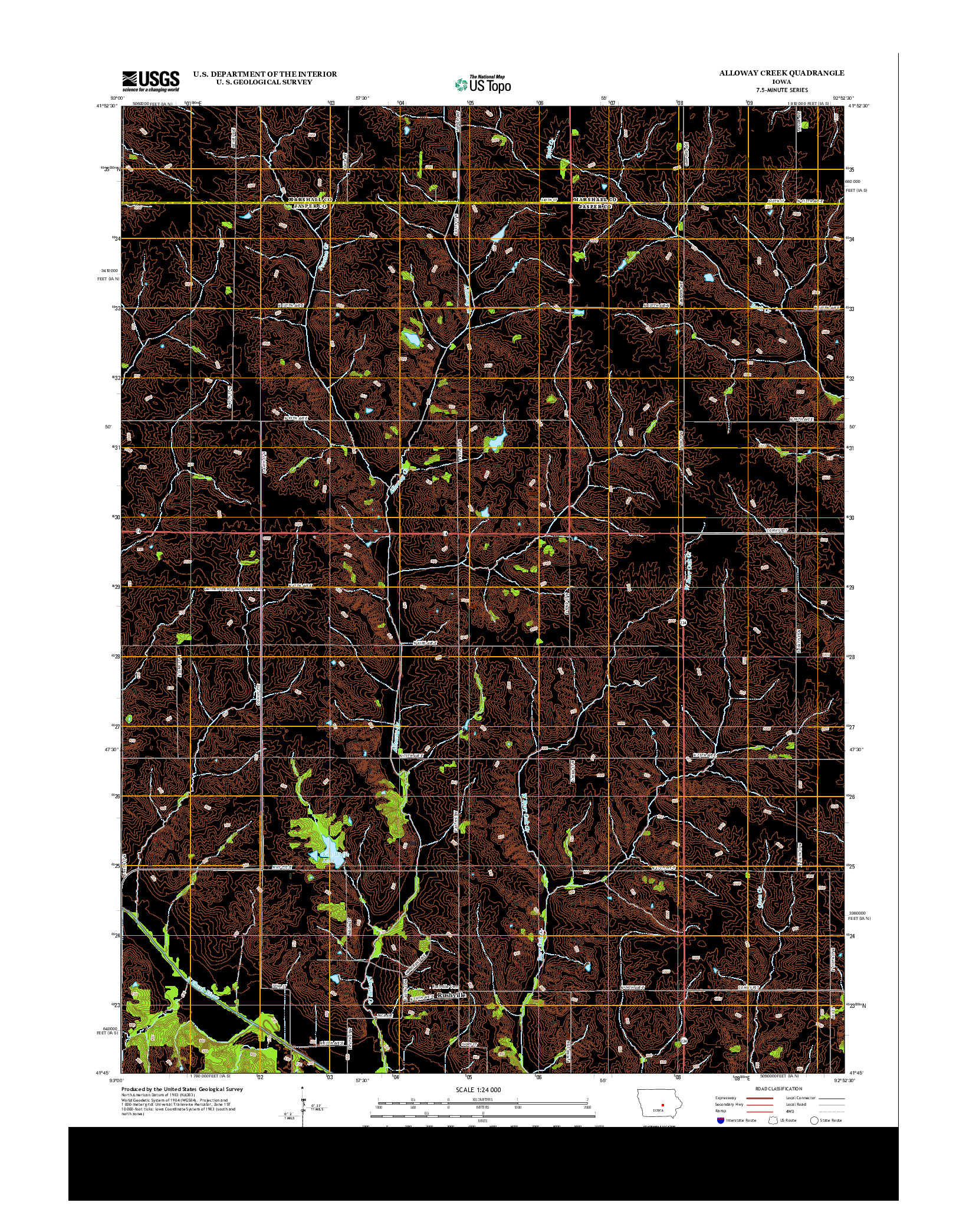 USGS US TOPO 7.5-MINUTE MAP FOR ALLOWAY CREEK, IA 2013