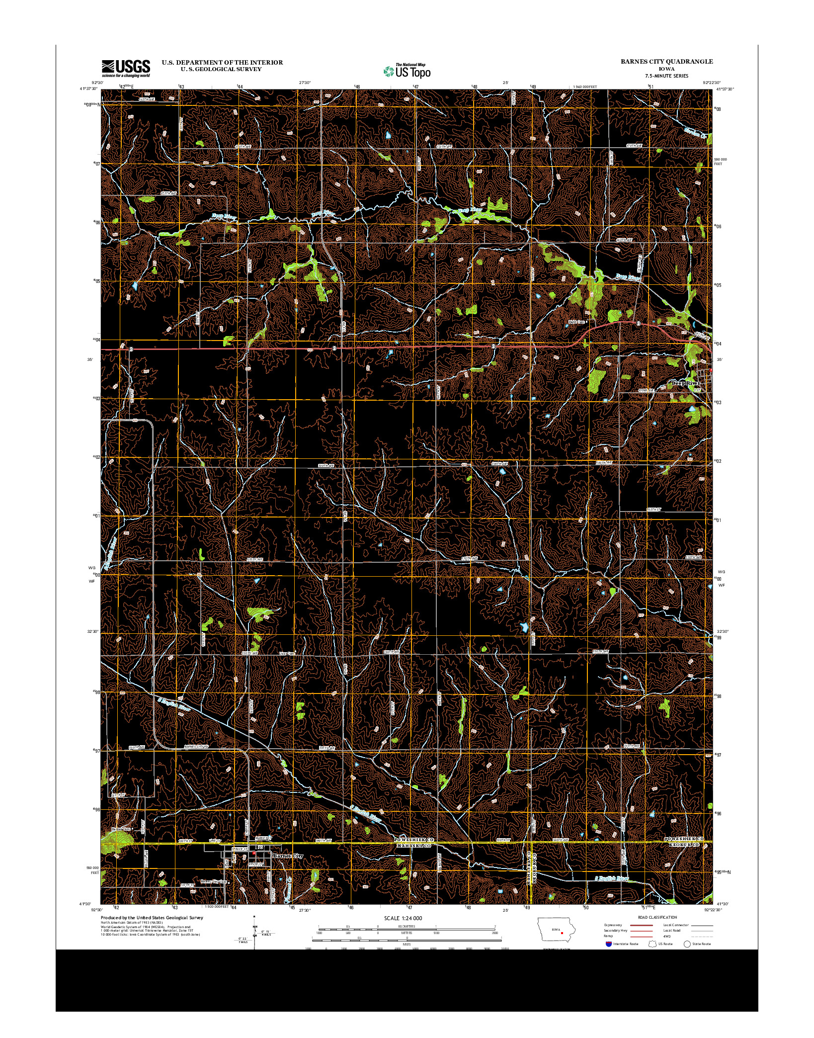 USGS US TOPO 7.5-MINUTE MAP FOR BARNES CITY, IA 2013