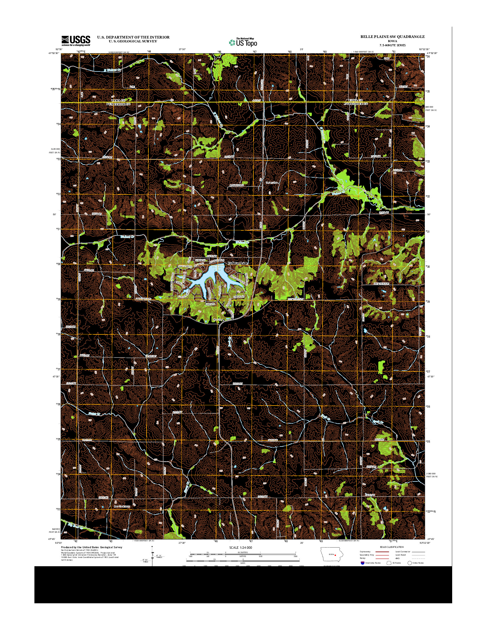 USGS US TOPO 7.5-MINUTE MAP FOR BELLE PLAINE SW, IA 2013