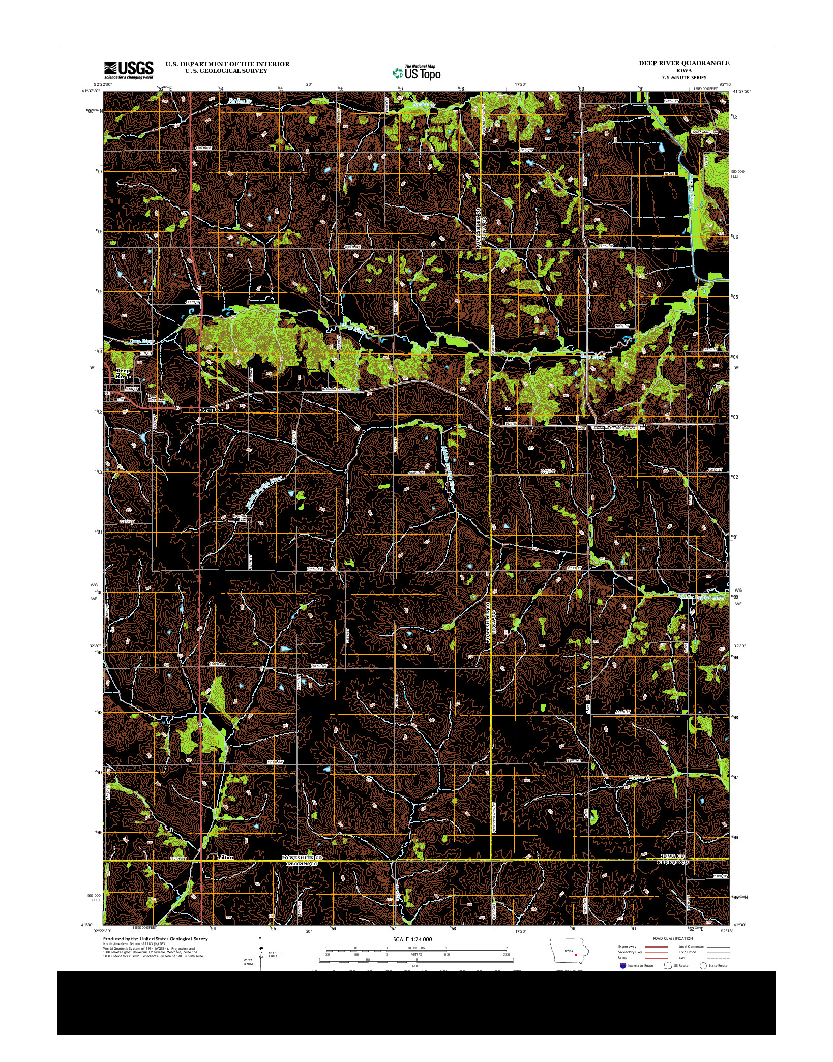 USGS US TOPO 7.5-MINUTE MAP FOR DEEP RIVER, IA 2013