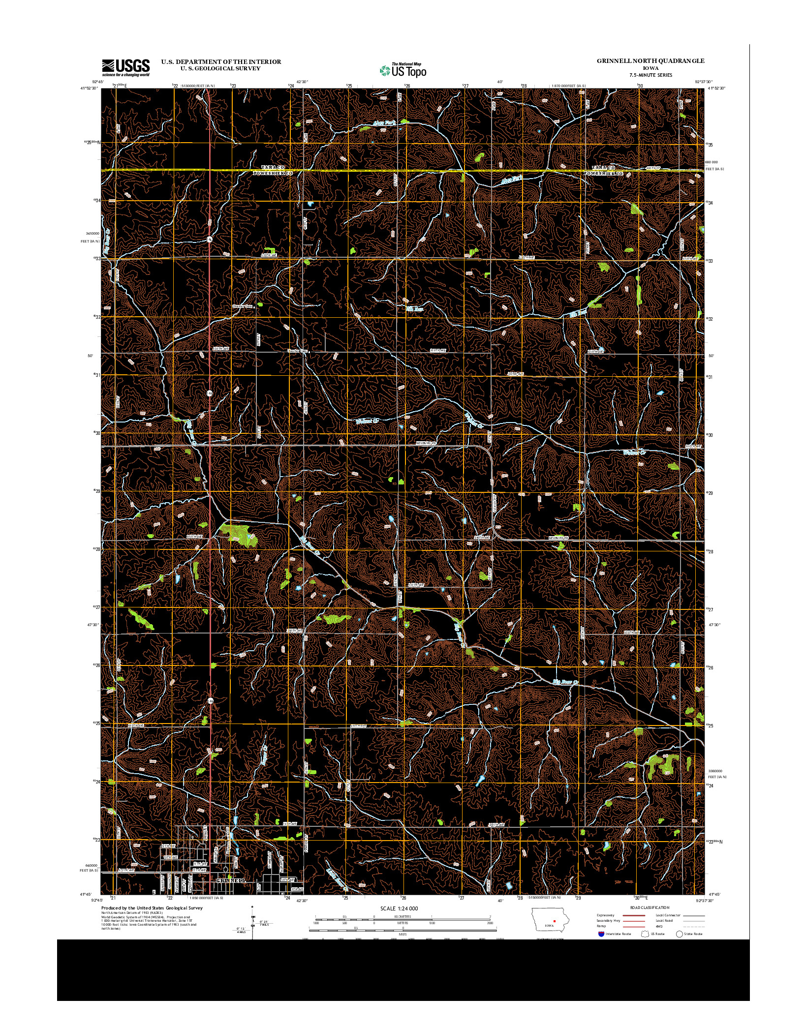 USGS US TOPO 7.5-MINUTE MAP FOR GRINNELL NORTH, IA 2013