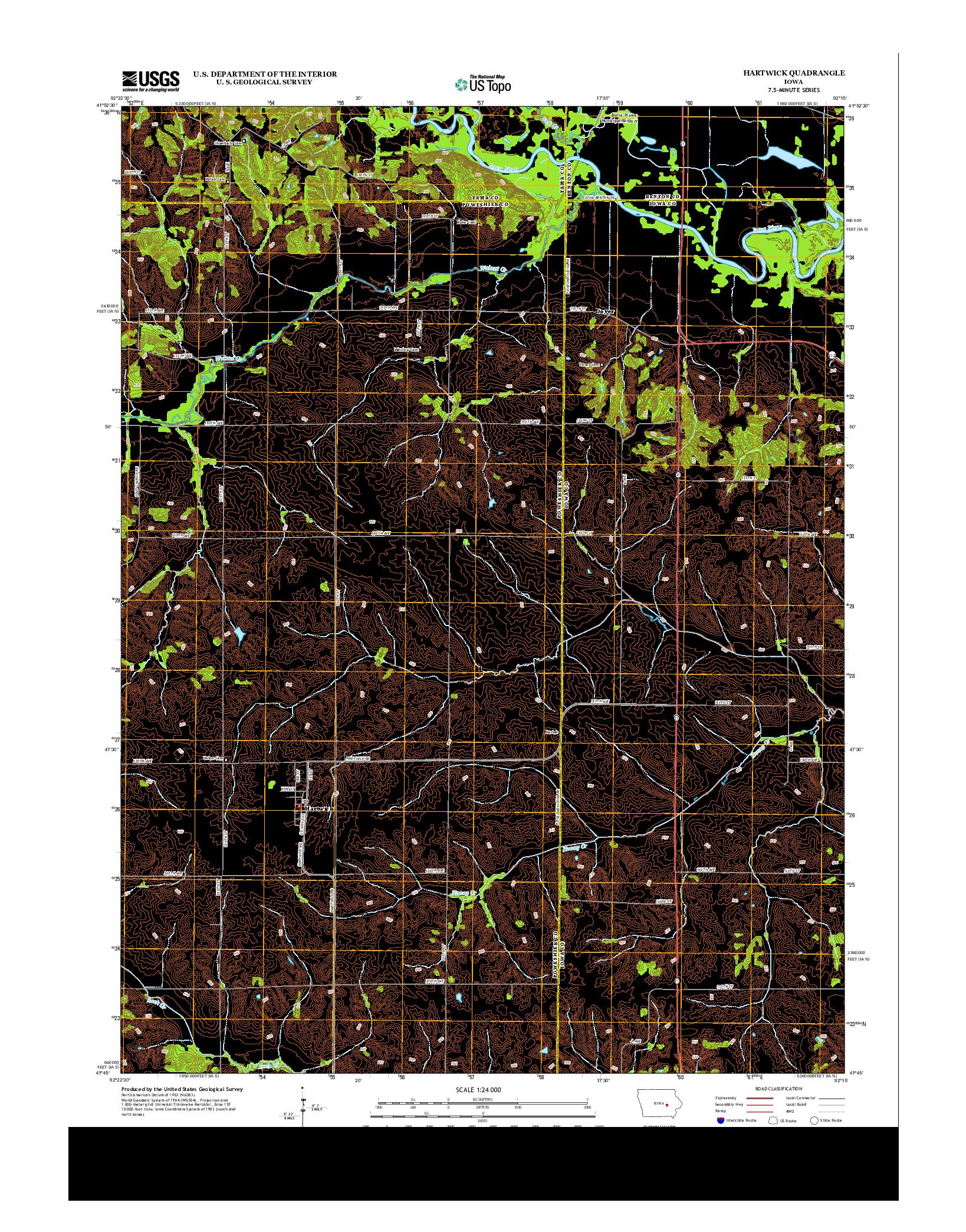 USGS US TOPO 7.5-MINUTE MAP FOR HARTWICK, IA 2013