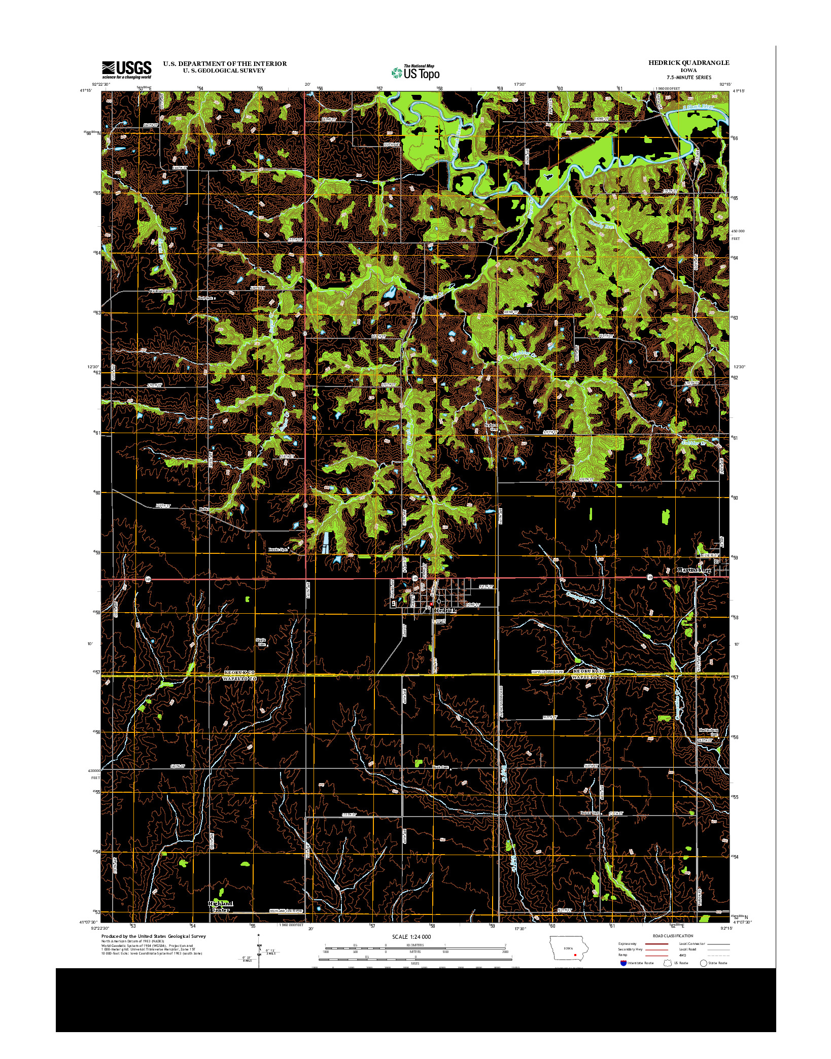 USGS US TOPO 7.5-MINUTE MAP FOR HEDRICK, IA 2013