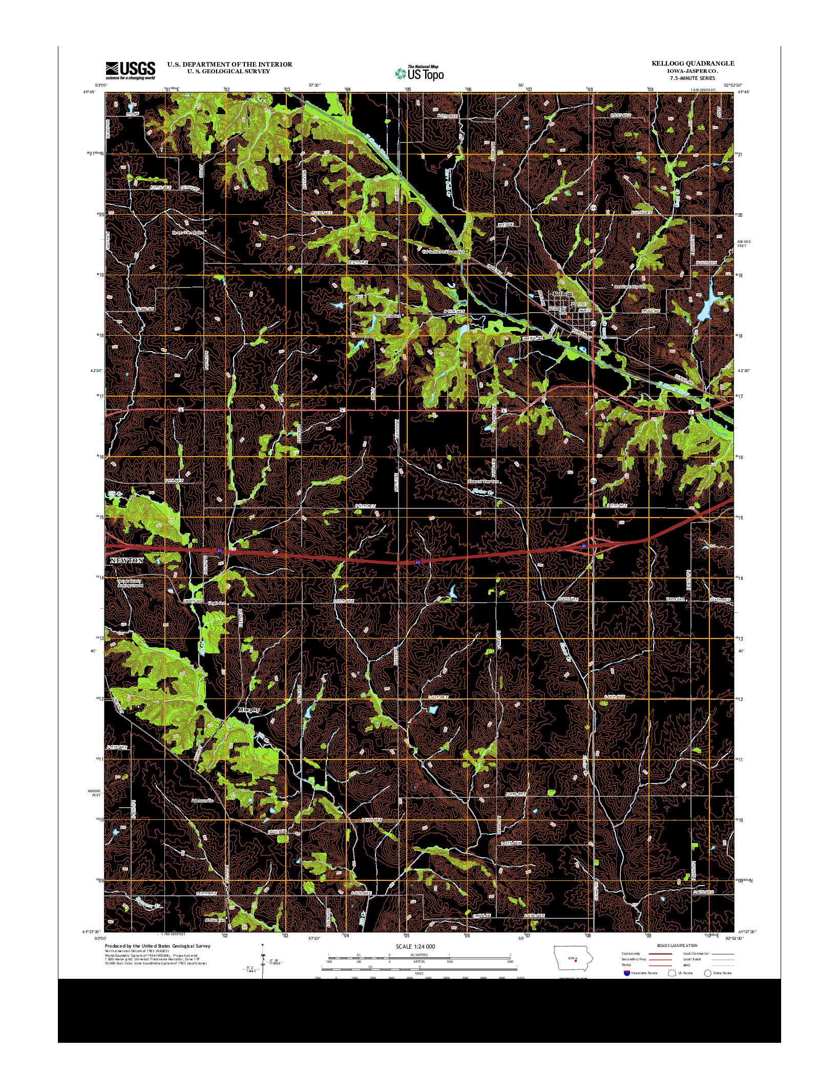 USGS US TOPO 7.5-MINUTE MAP FOR KELLOGG, IA 2013