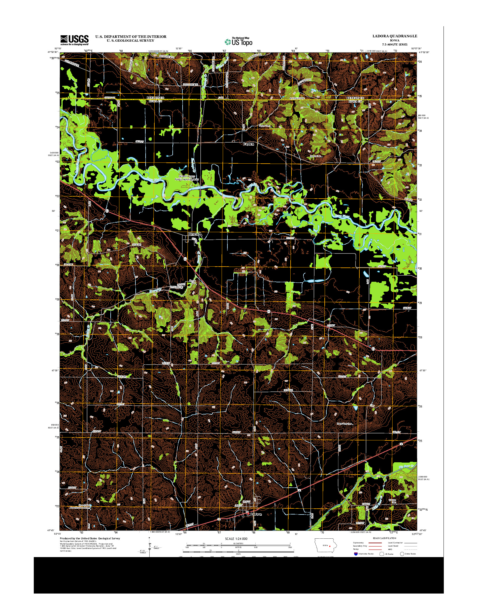 USGS US TOPO 7.5-MINUTE MAP FOR LADORA, IA 2013