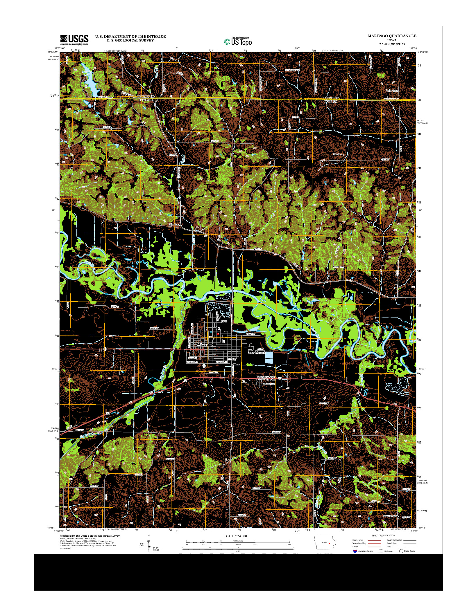 USGS US TOPO 7.5-MINUTE MAP FOR MARENGO, IA 2013