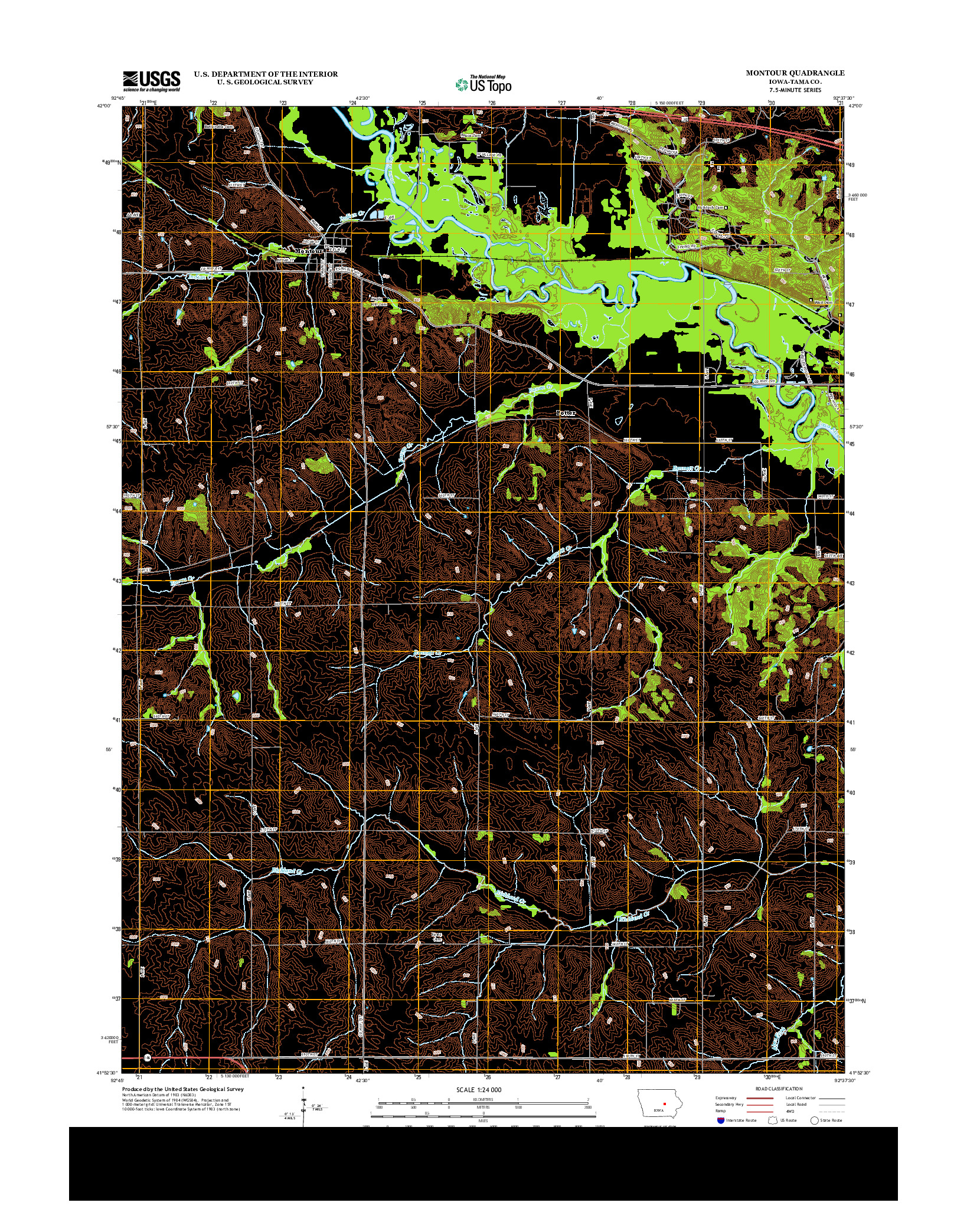 USGS US TOPO 7.5-MINUTE MAP FOR MONTOUR, IA 2013
