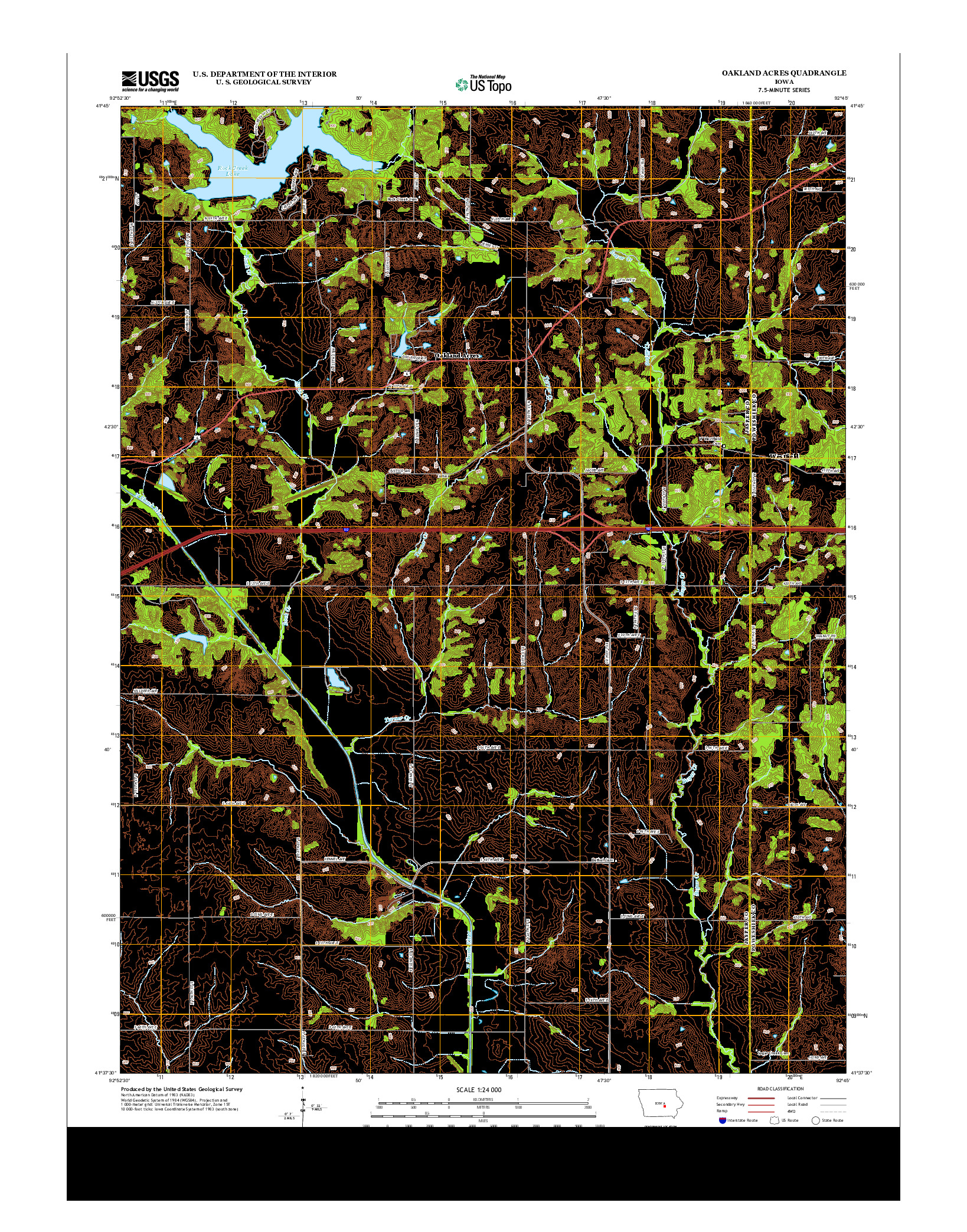 USGS US TOPO 7.5-MINUTE MAP FOR OAKLAND ACRES, IA 2013