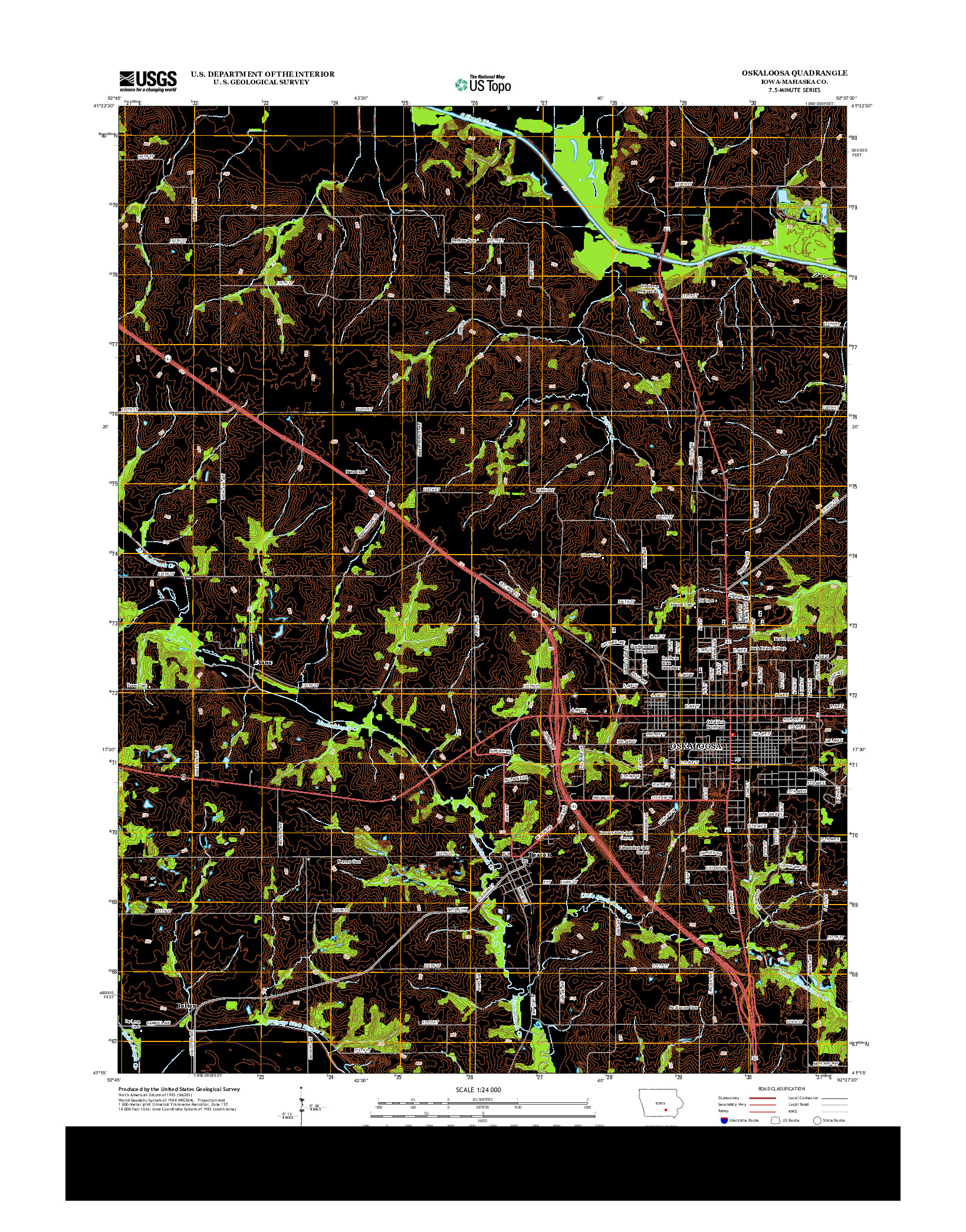 USGS US TOPO 7.5-MINUTE MAP FOR OSKALOOSA, IA 2013