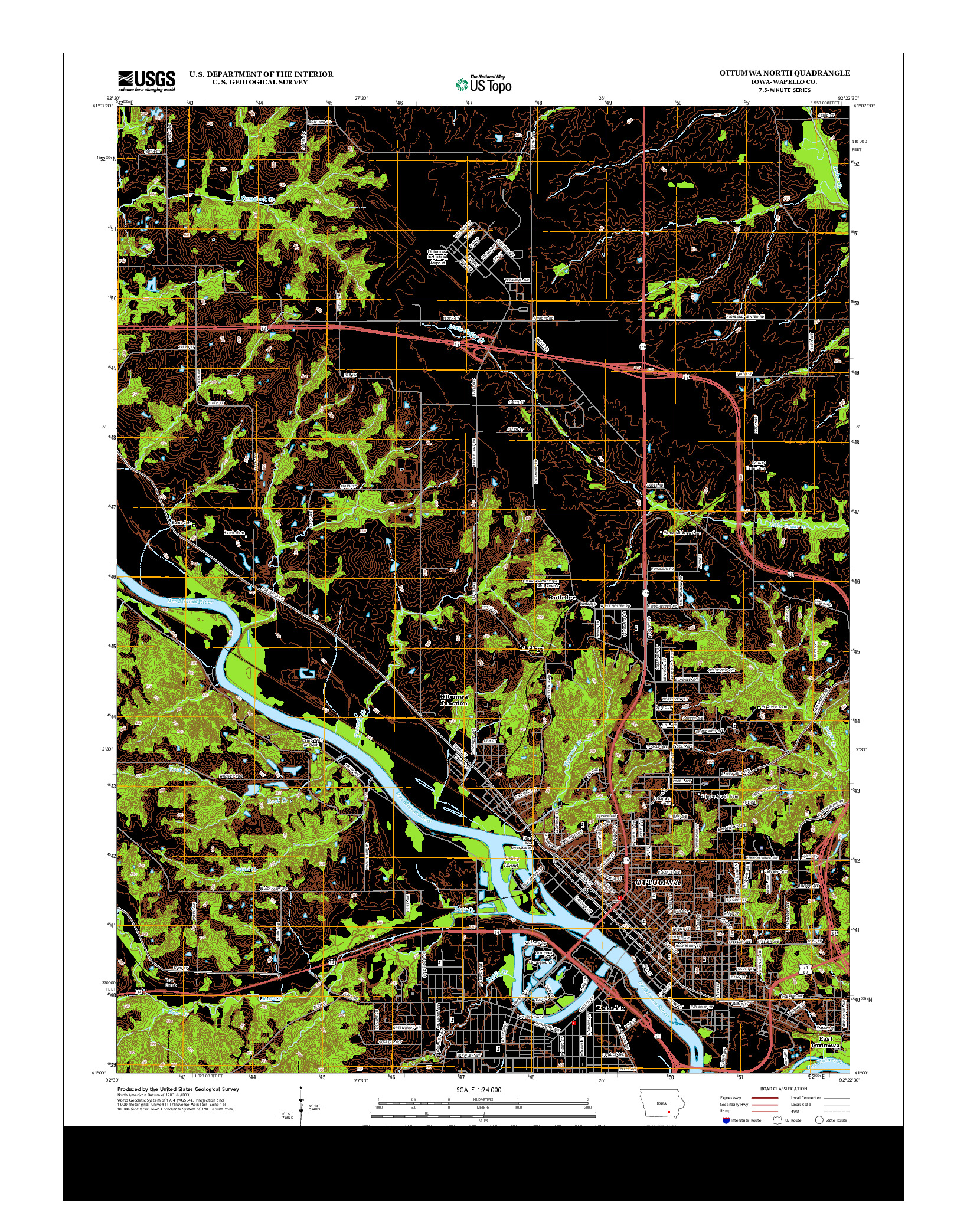 USGS US TOPO 7.5-MINUTE MAP FOR OTTUMWA NORTH, IA 2013