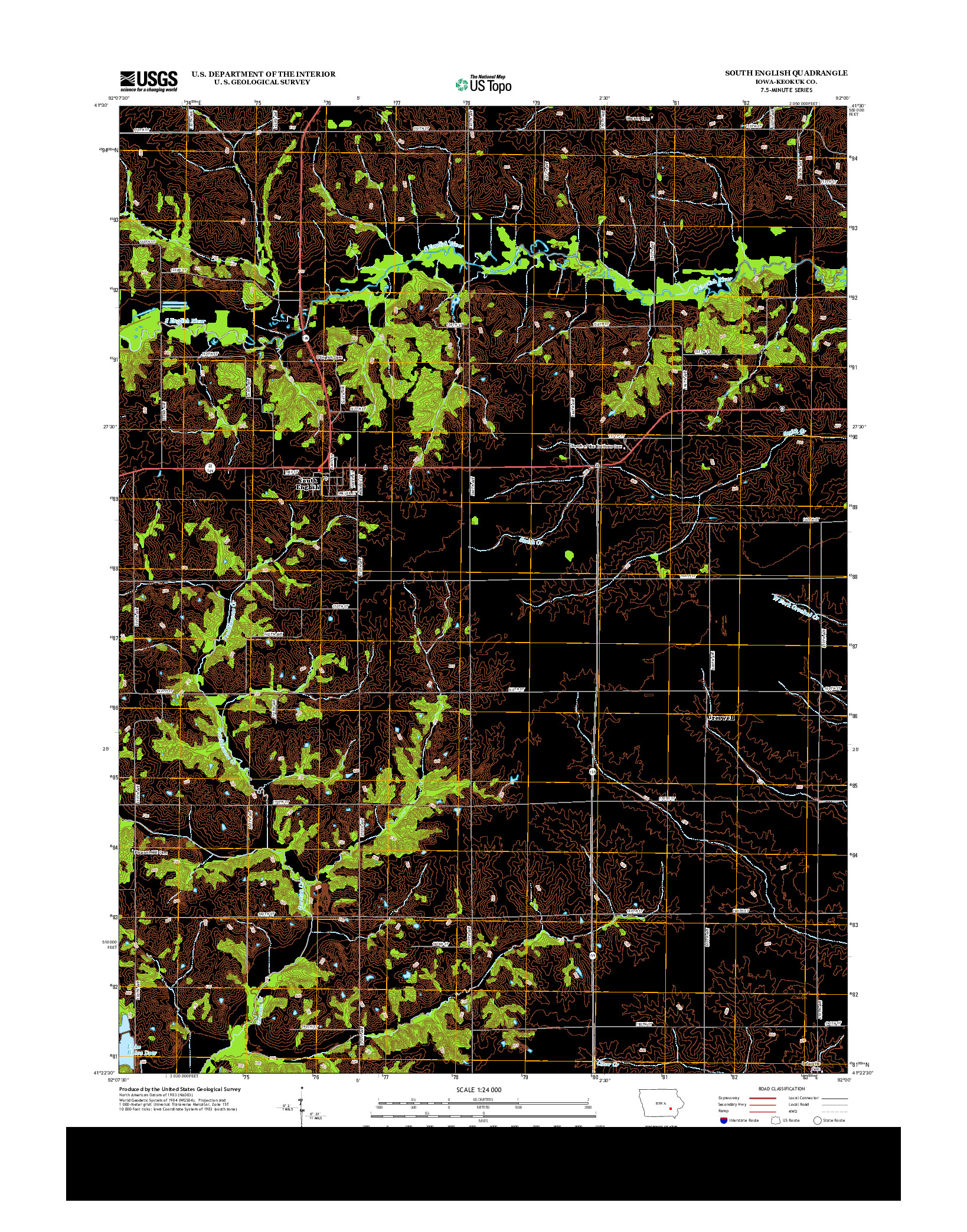 USGS US TOPO 7.5-MINUTE MAP FOR SOUTH ENGLISH, IA 2013