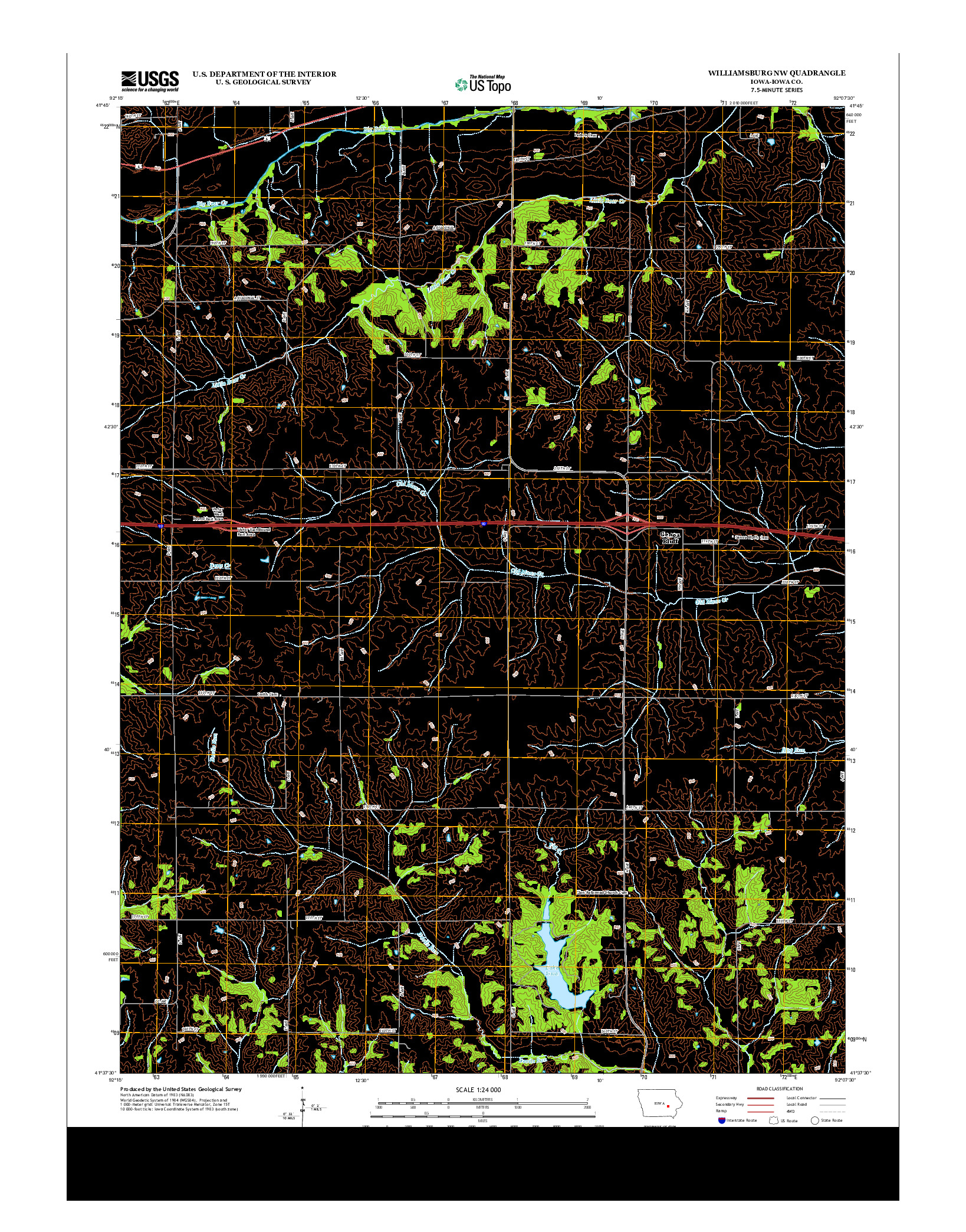 USGS US TOPO 7.5-MINUTE MAP FOR WILLIAMSBURG NW, IA 2013