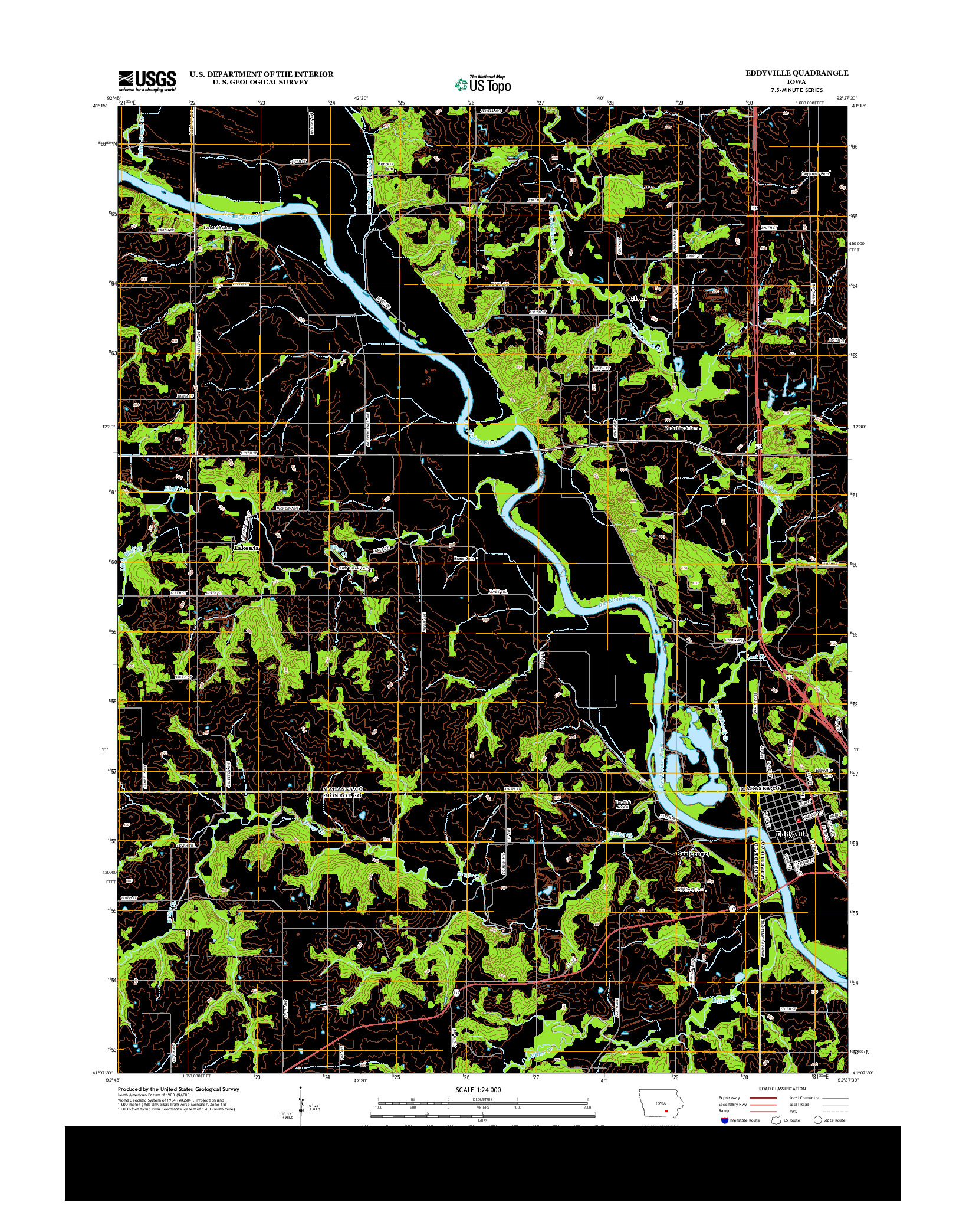 USGS US TOPO 7.5-MINUTE MAP FOR EDDYVILLE, IA 2013
