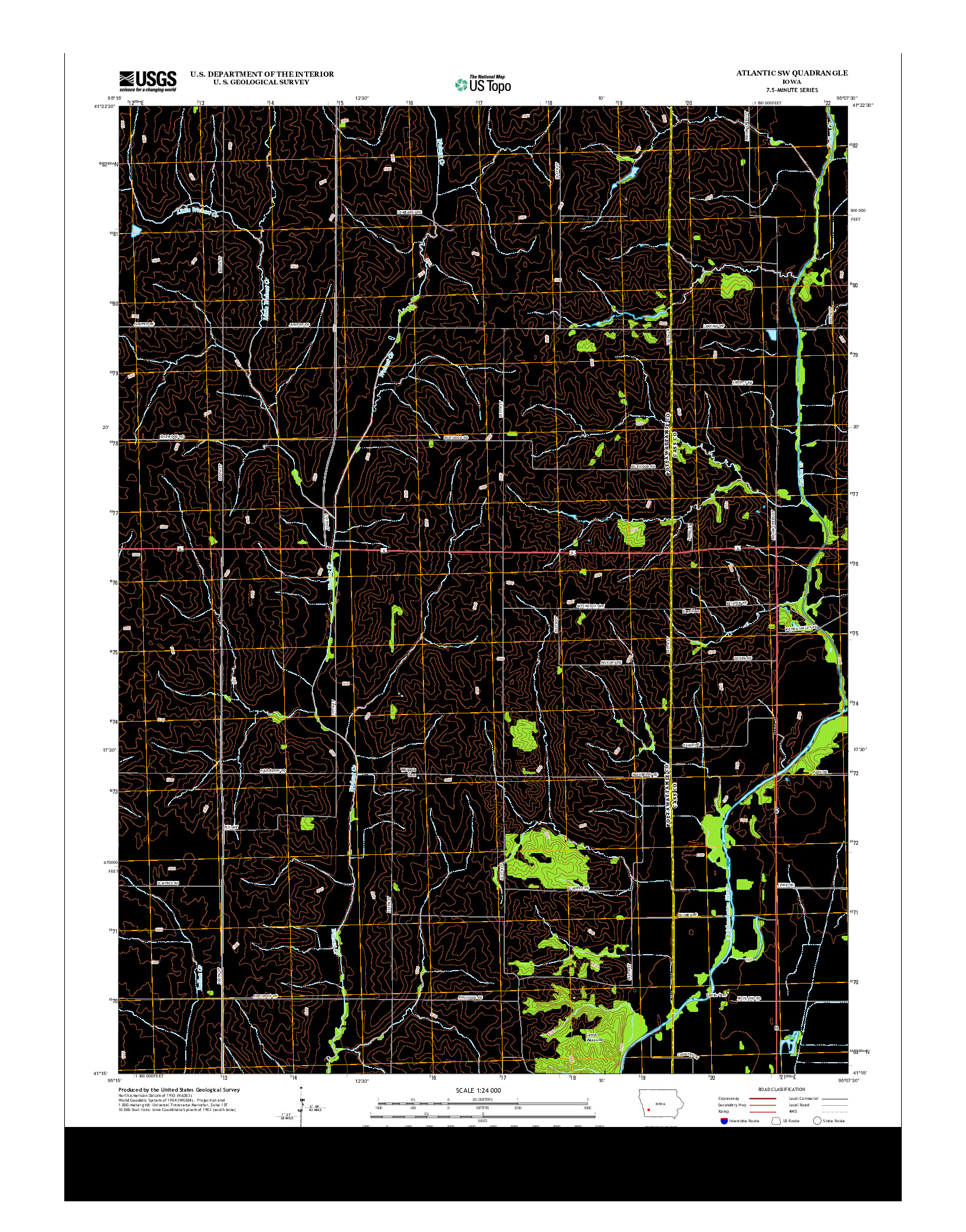 USGS US TOPO 7.5-MINUTE MAP FOR ATLANTIC SW, IA 2013