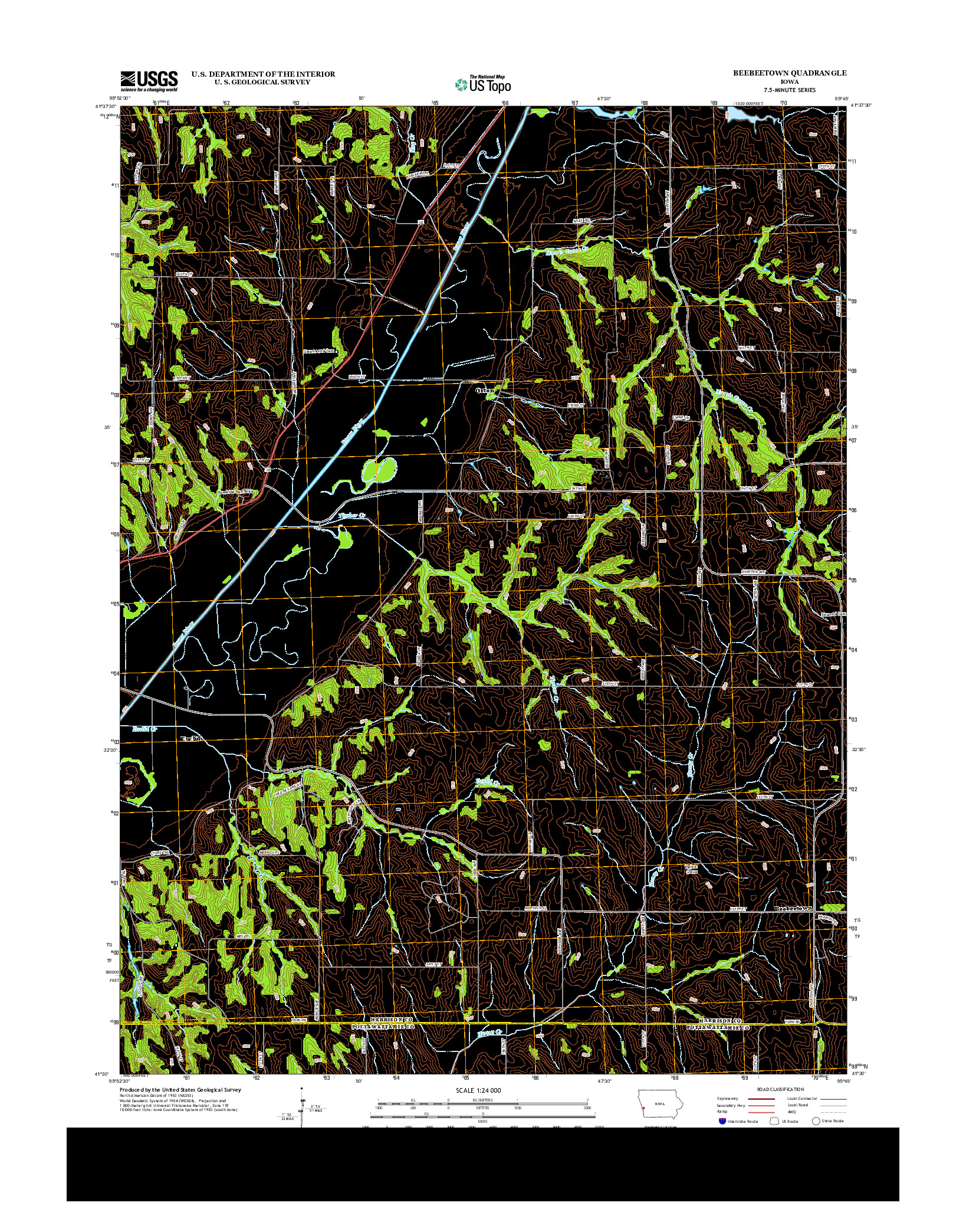 USGS US TOPO 7.5-MINUTE MAP FOR BEEBEETOWN, IA 2013