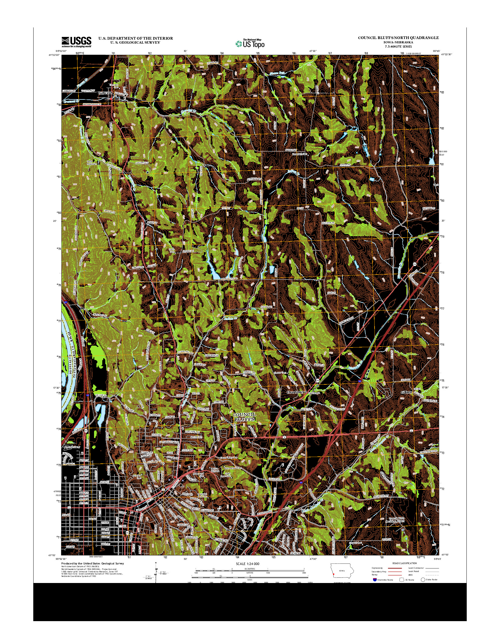 USGS US TOPO 7.5-MINUTE MAP FOR COUNCIL BLUFFS NORTH, IA-NE 2013