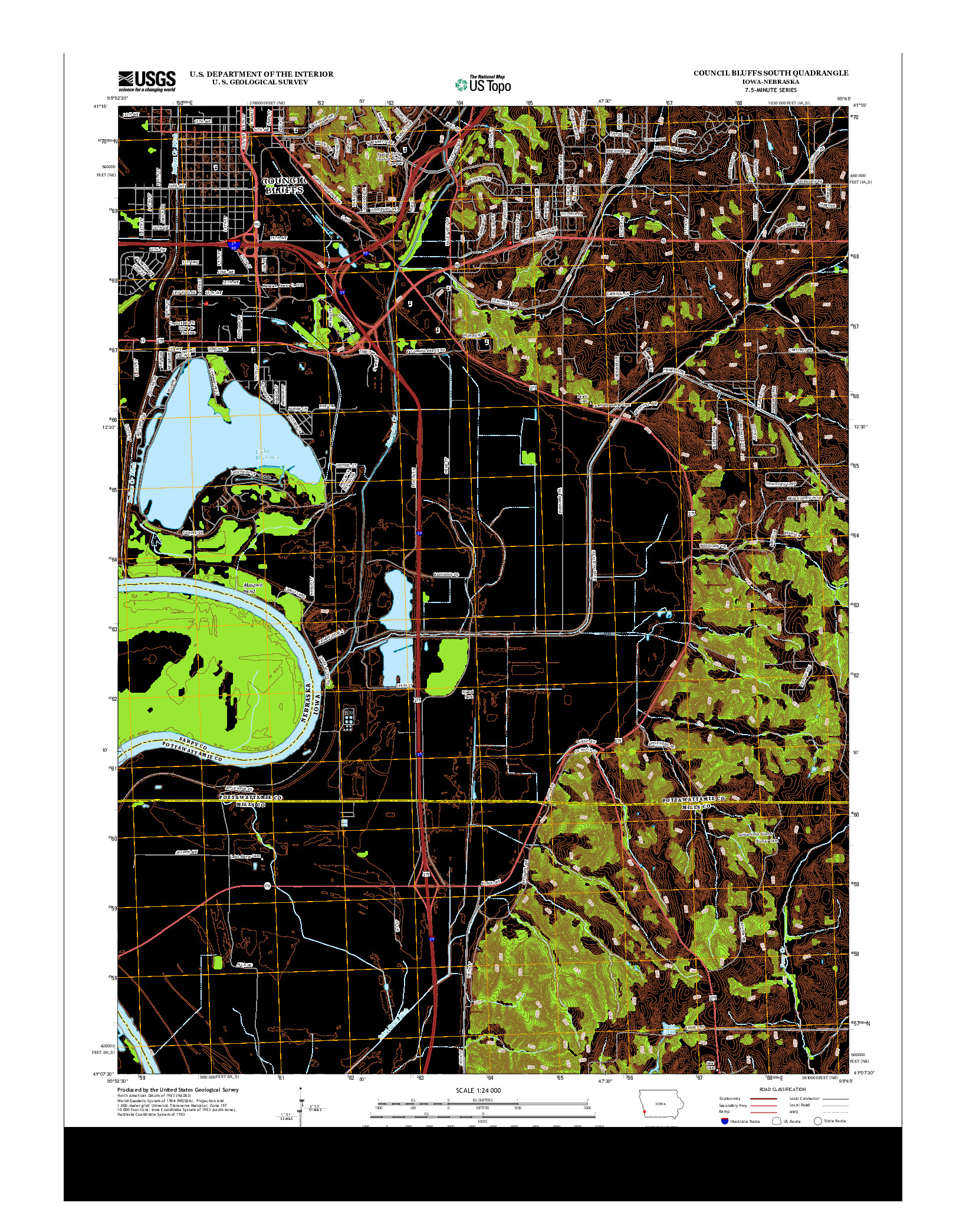 USGS US TOPO 7.5-MINUTE MAP FOR COUNCIL BLUFFS SOUTH, IA-NE 2013
