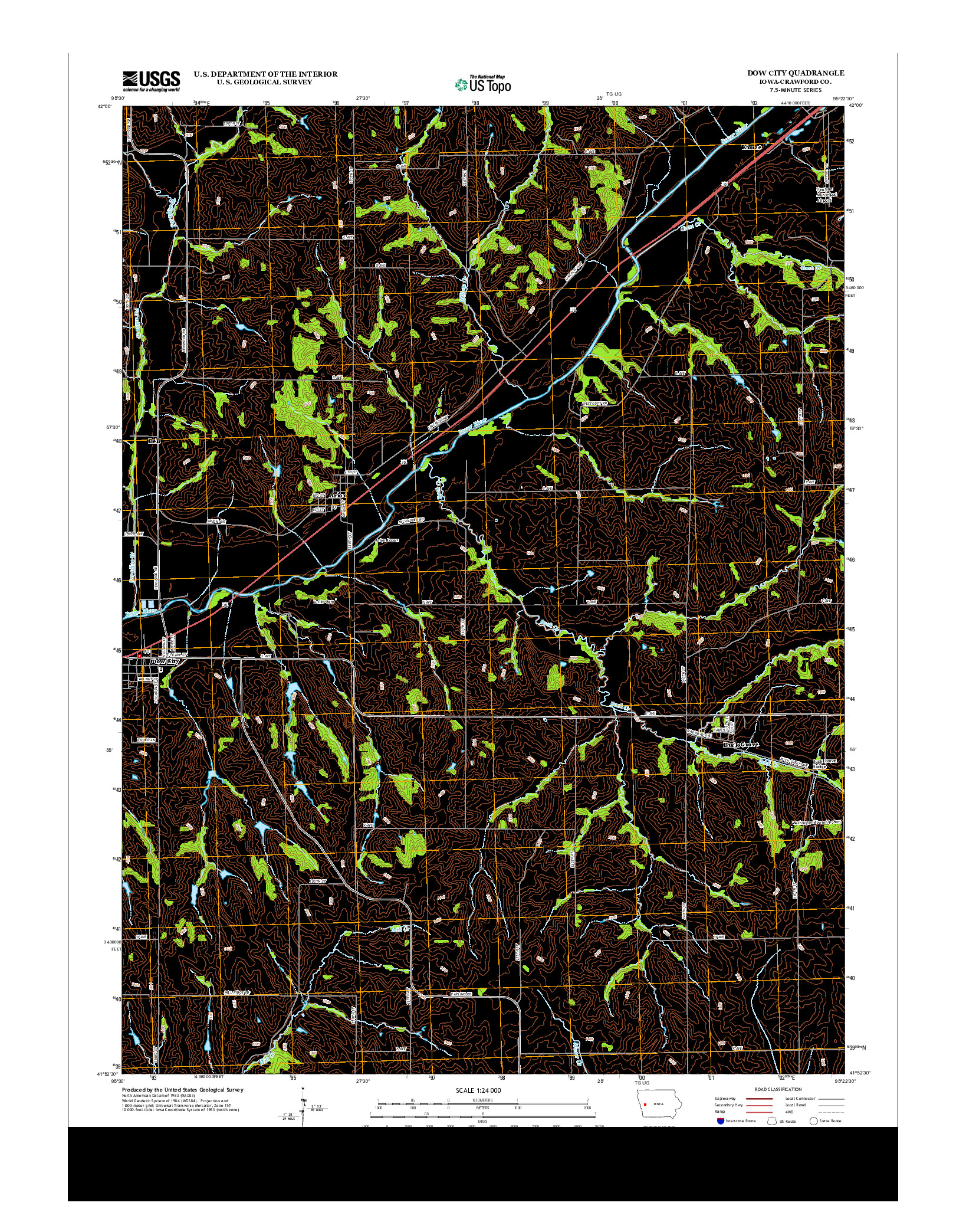 USGS US TOPO 7.5-MINUTE MAP FOR DOW CITY, IA 2013
