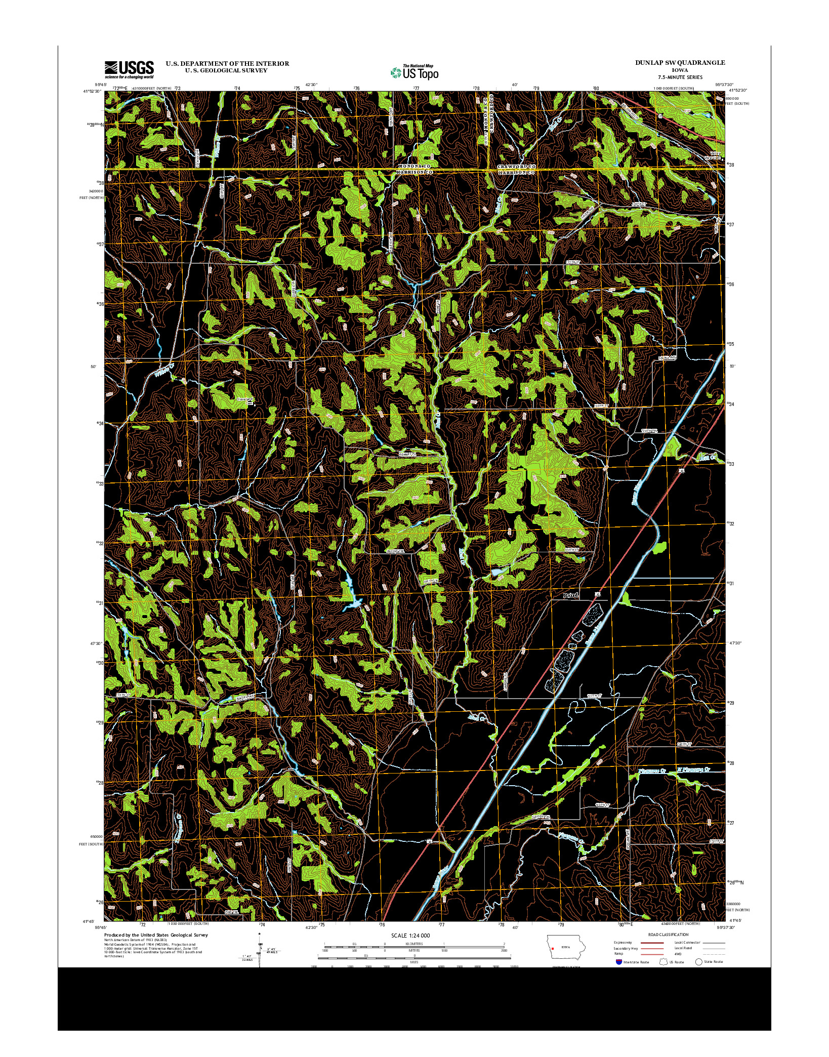USGS US TOPO 7.5-MINUTE MAP FOR DUNLAP SW, IA 2013