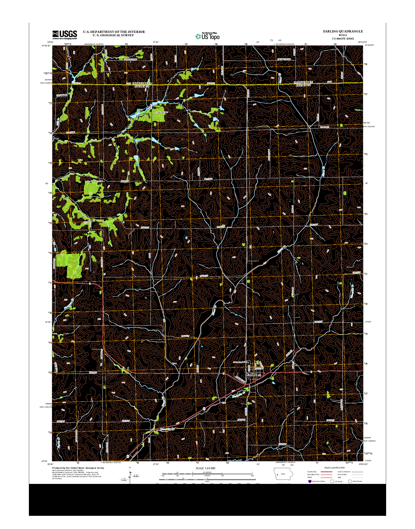 USGS US TOPO 7.5-MINUTE MAP FOR EARLING, IA 2013