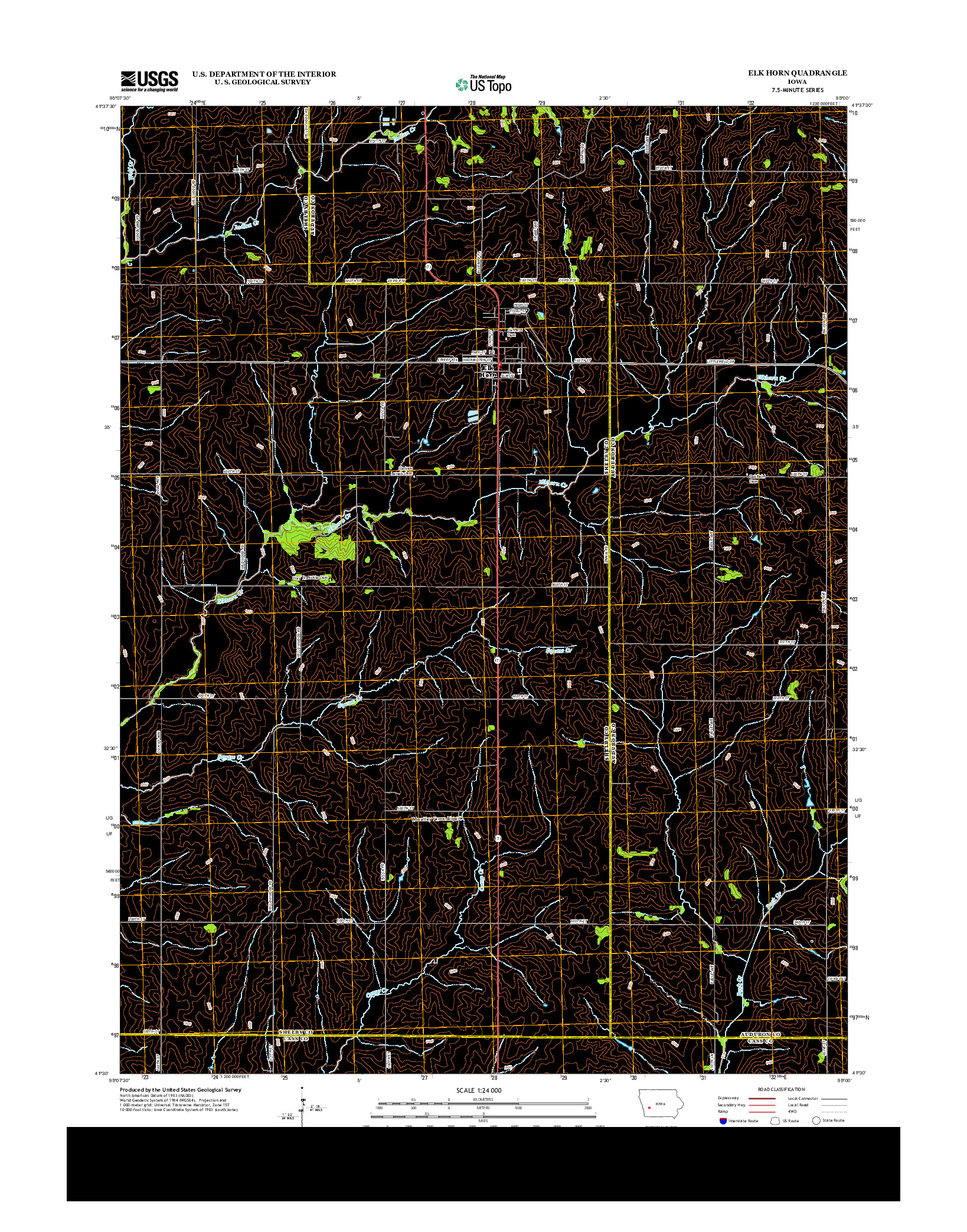 USGS US TOPO 7.5-MINUTE MAP FOR ELK HORN, IA 2013